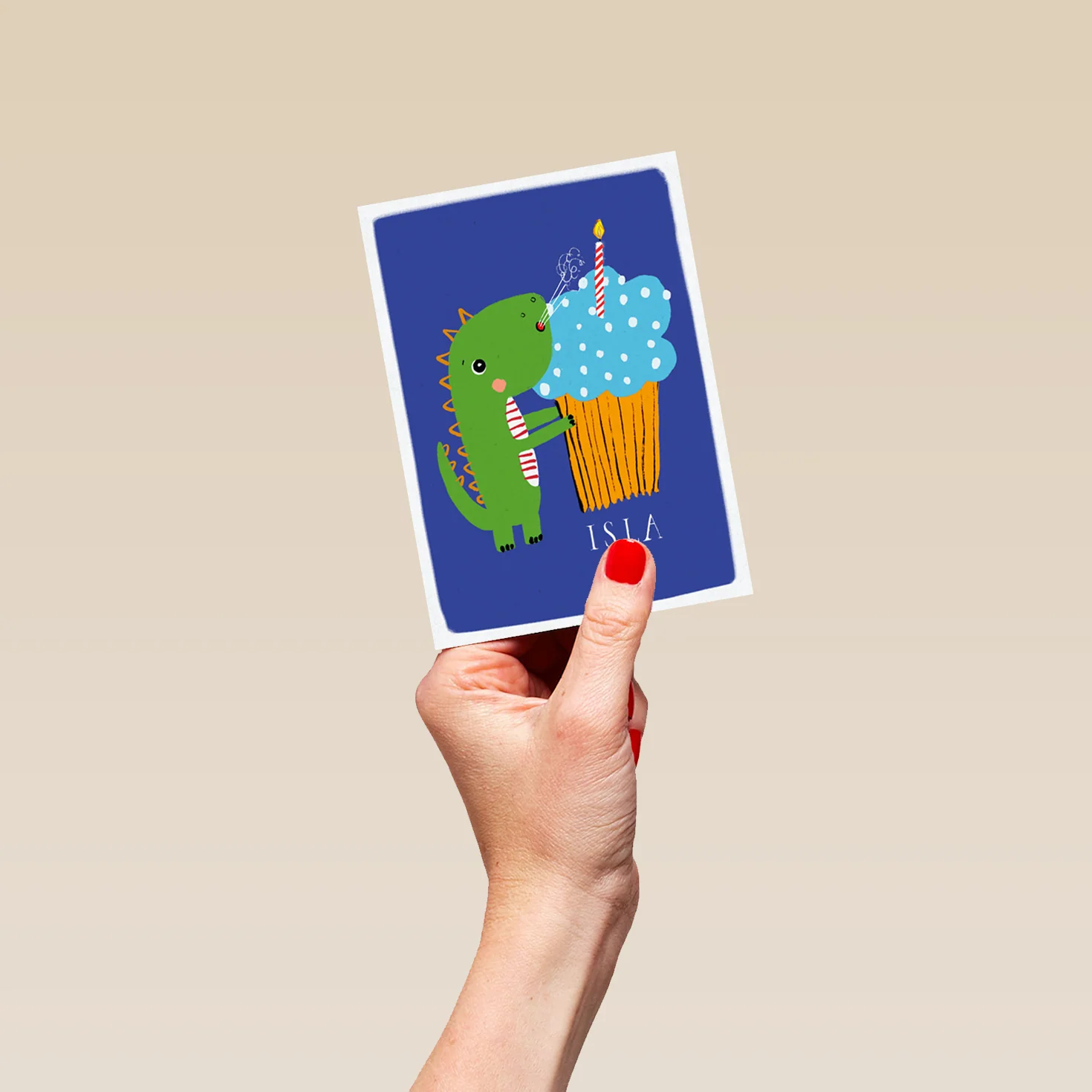 Personalised Birthday Dinosaur Roar Cupcake Card - Image 4