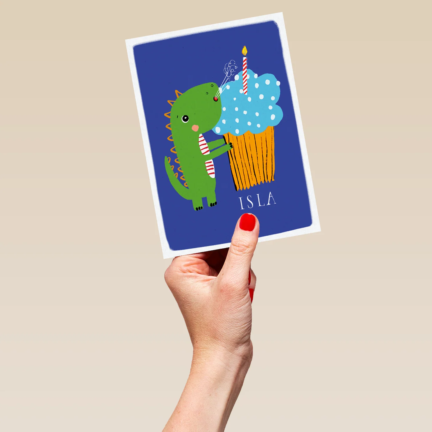 Personalised Birthday Dinosaur Roar Cupcake Card - Image 5