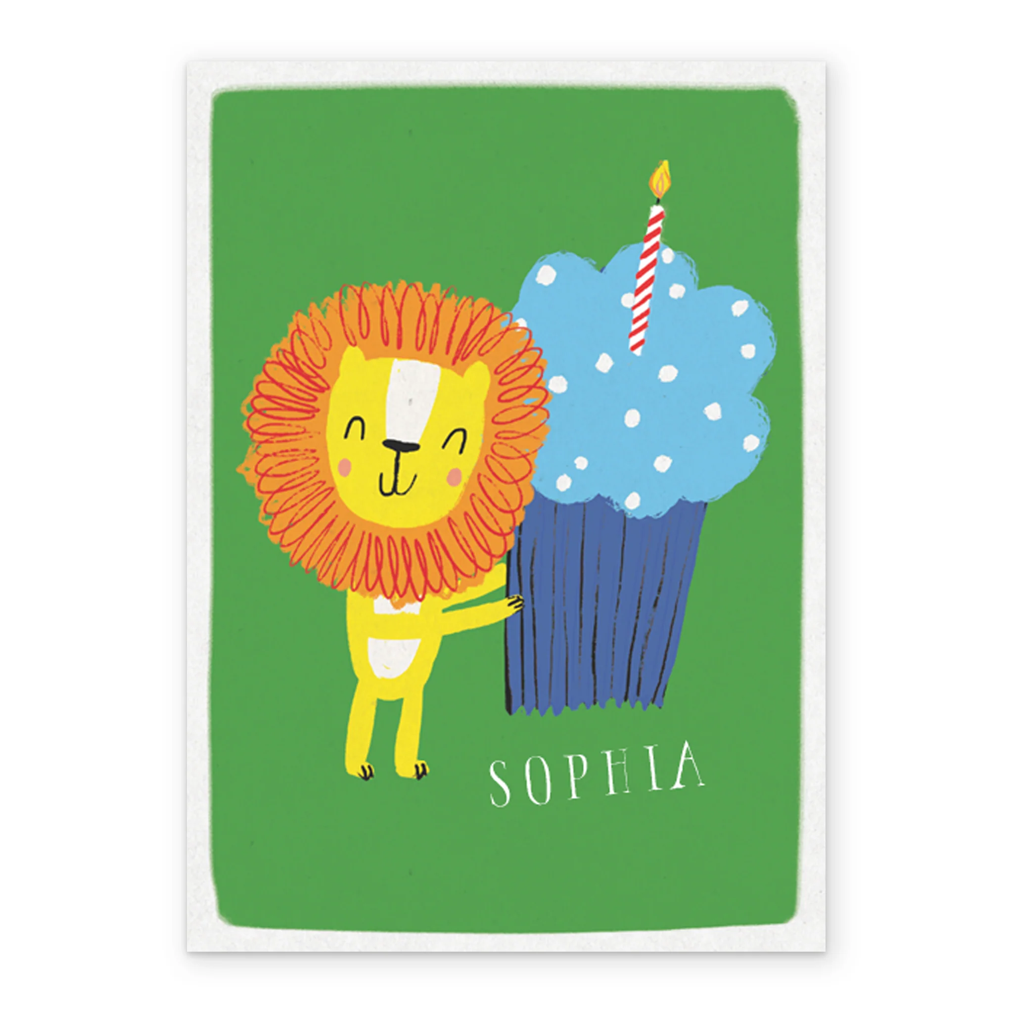 Personalised Birthday Fun Lion And Cupcake Card - Image 2
