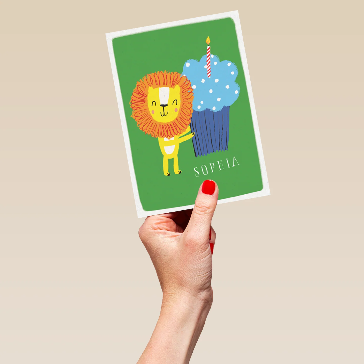 Personalised Birthday Fun Lion And Cupcake Card - Image 5