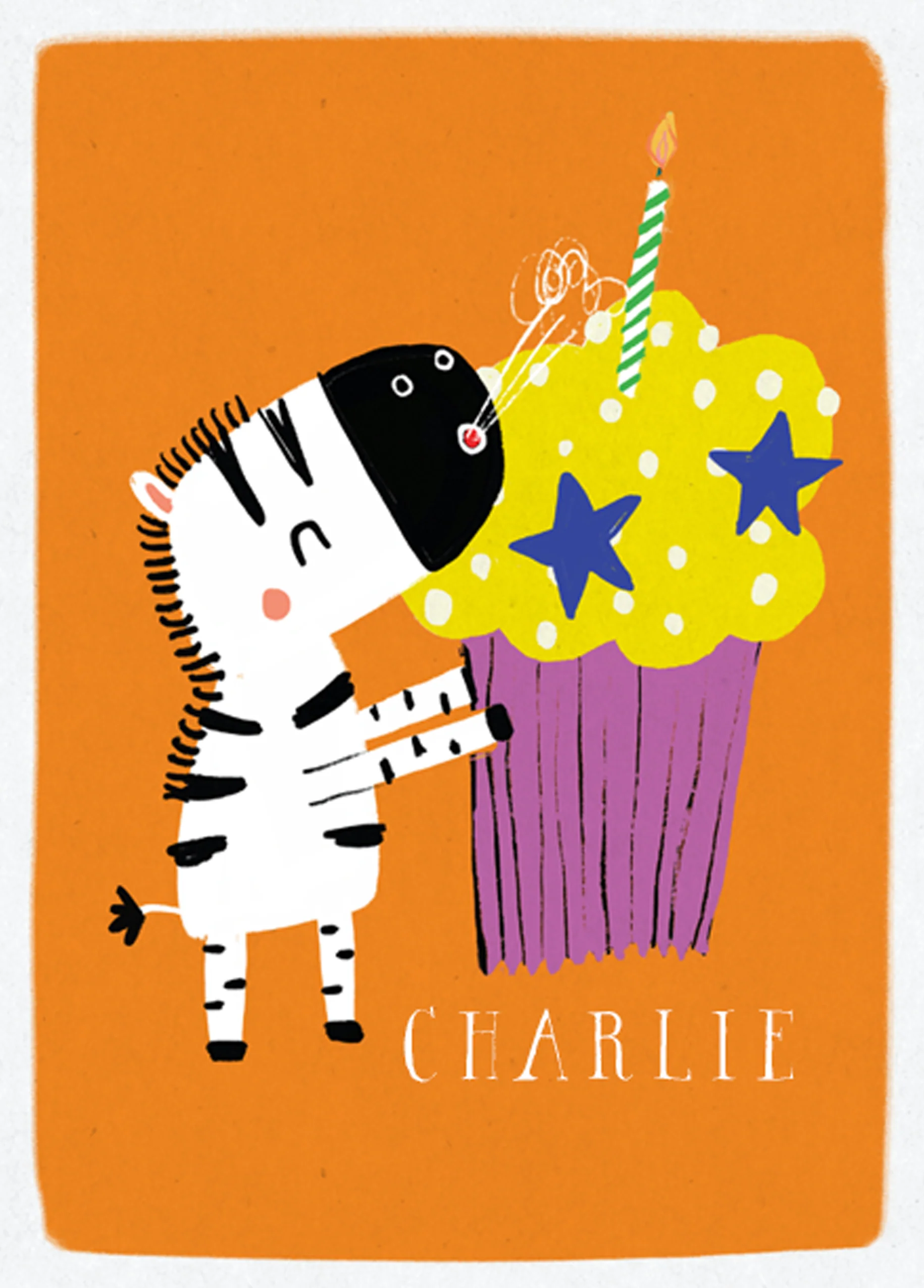 Personalised Birthday Fun Zebra And Cupcake Card