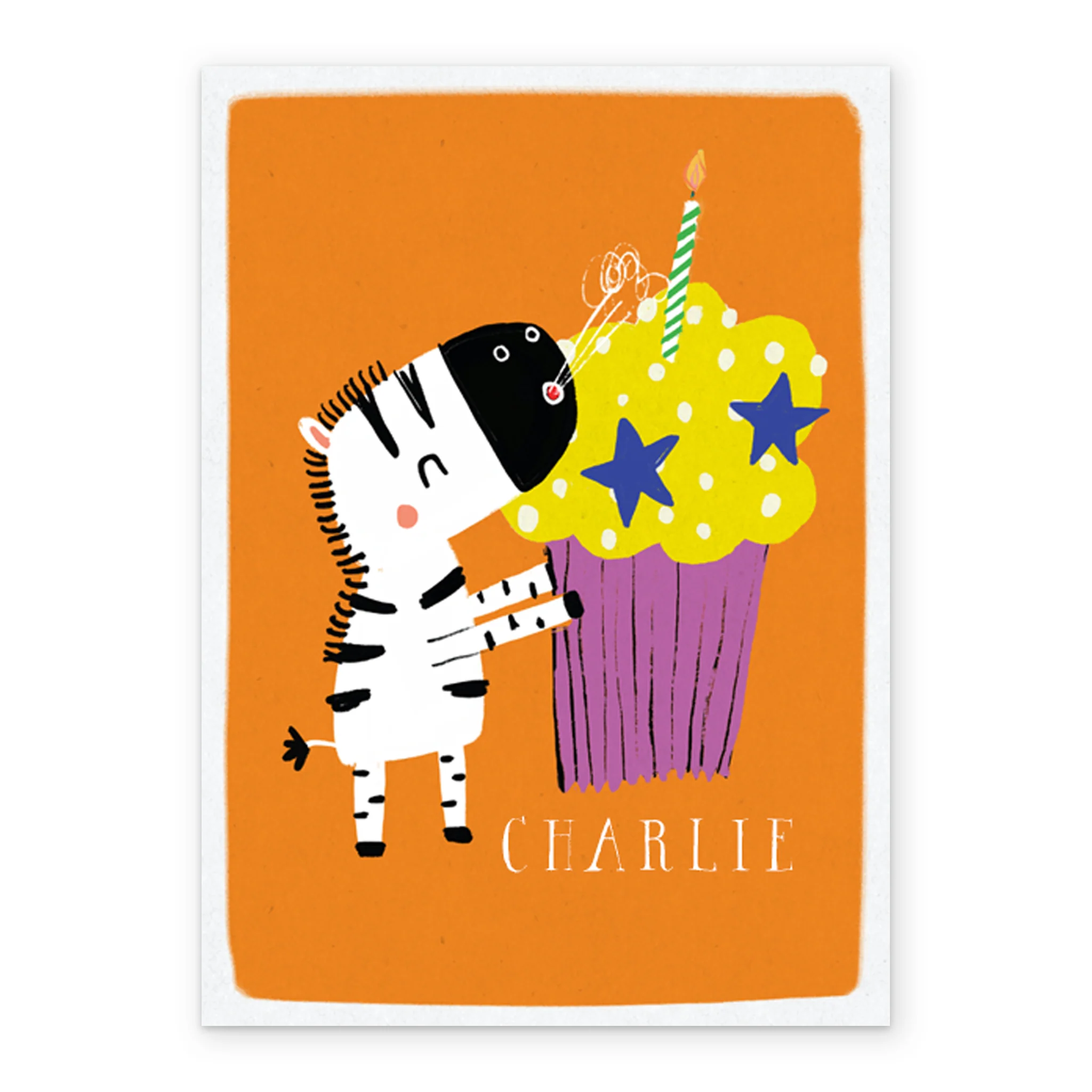Personalised Birthday Fun Zebra And Cupcake Card - Image 2