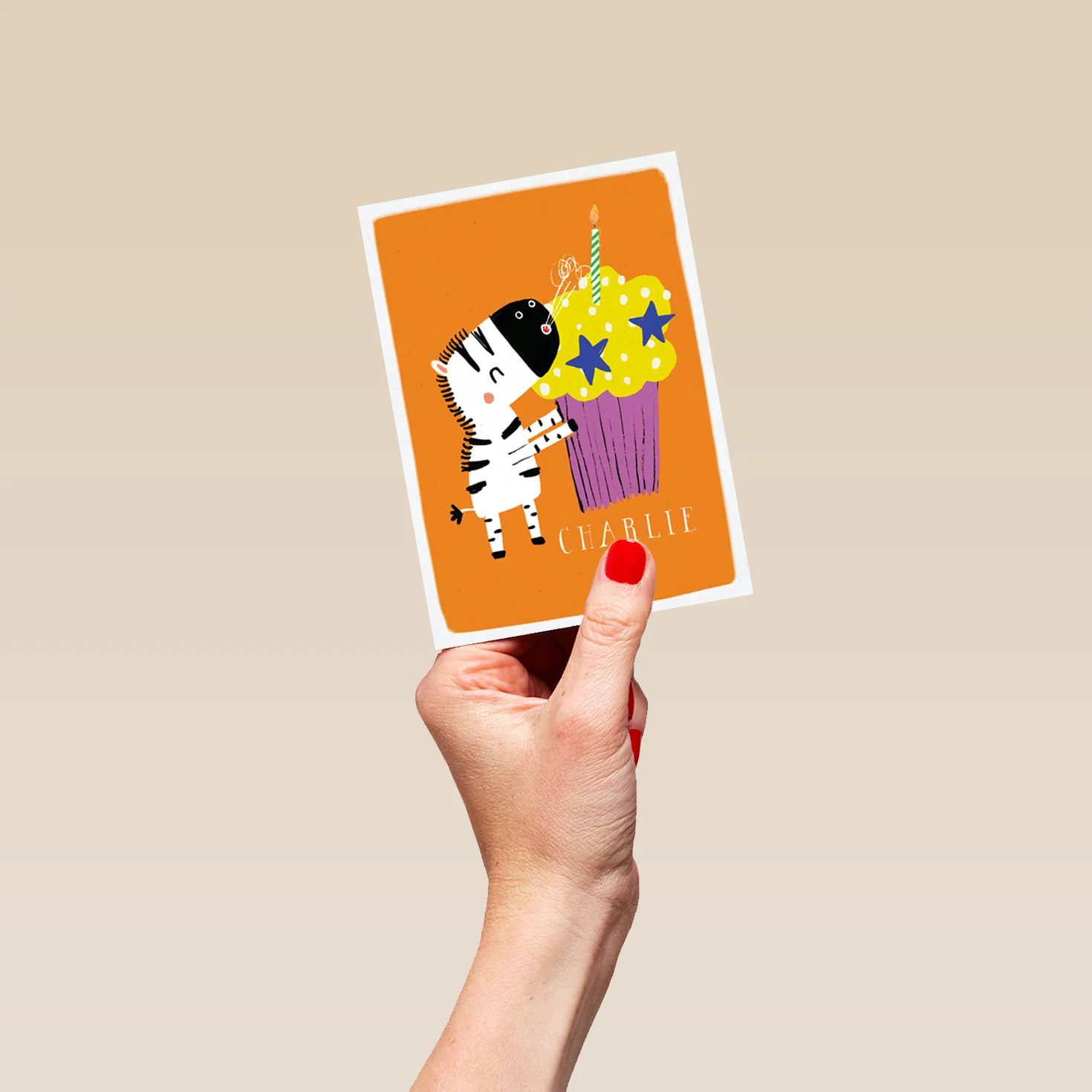 Personalised Birthday Fun Zebra And Cupcake Card - Image 4