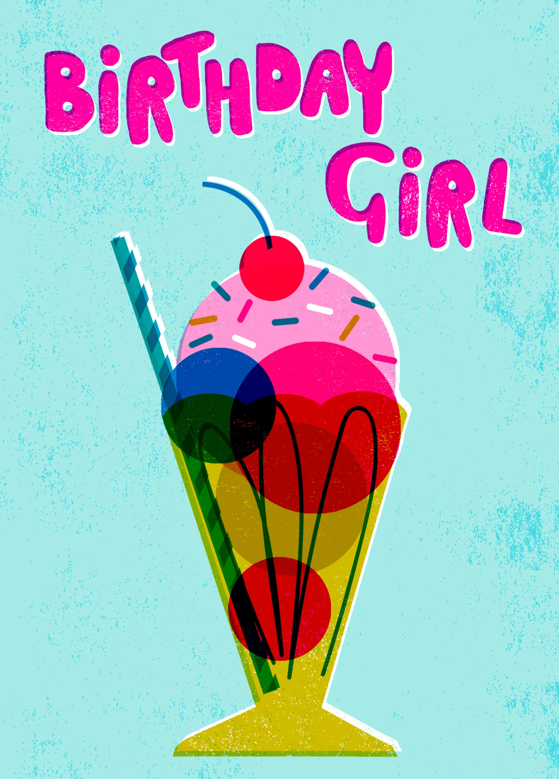 Personalised Birthday Girl Ice Cream Card