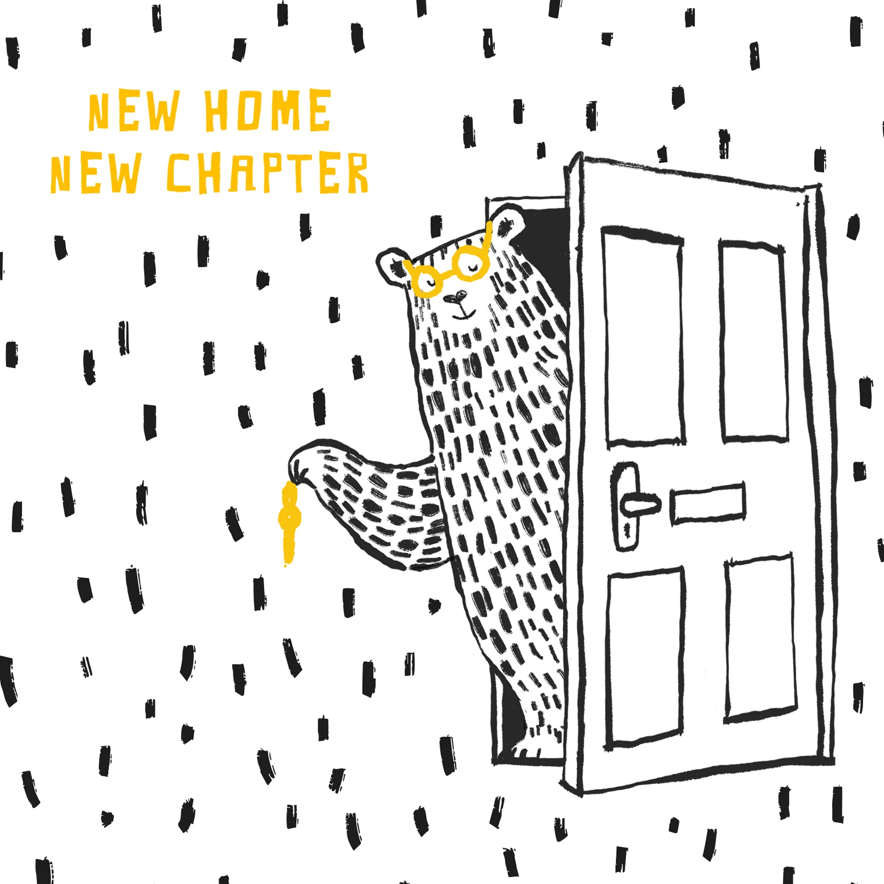 Personalised Black & White Bear New Home Card