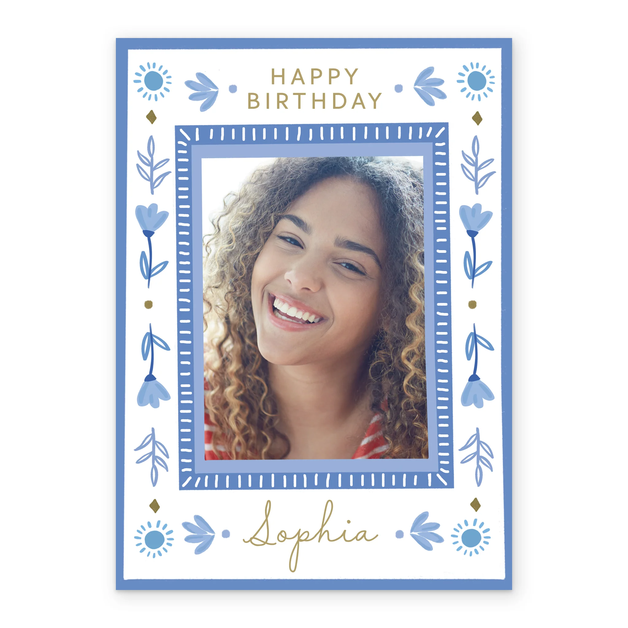 Personalised Blue Border Photo Upload Birthday Card - Image 2