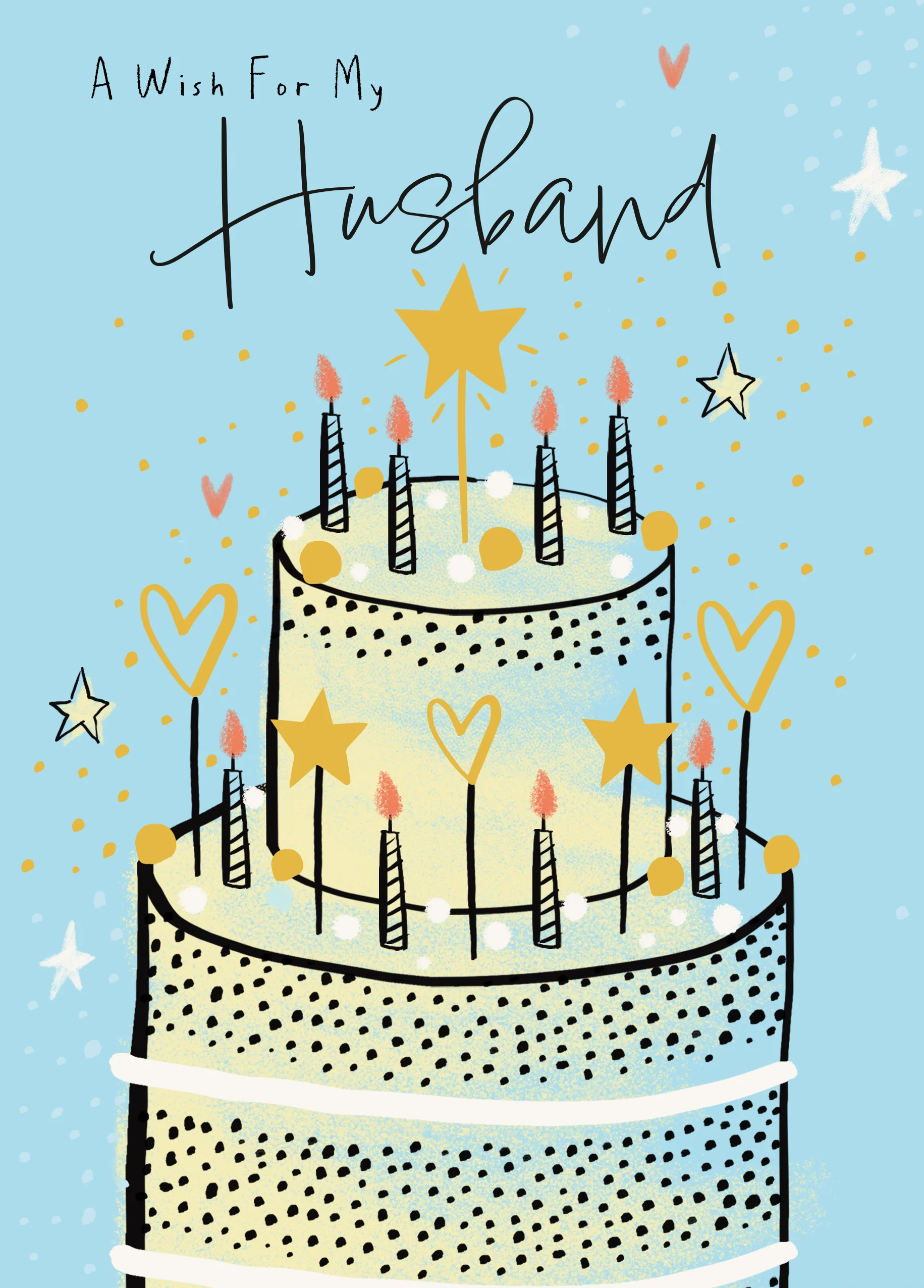 Personalised Blue Cake & Stars Birthday Card for Husband