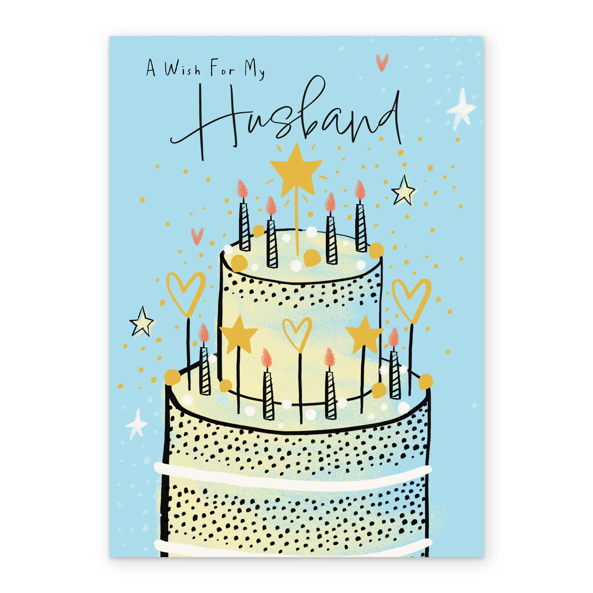 Personalised Blue Cake & Stars Birthday Card for Husband - Image 2