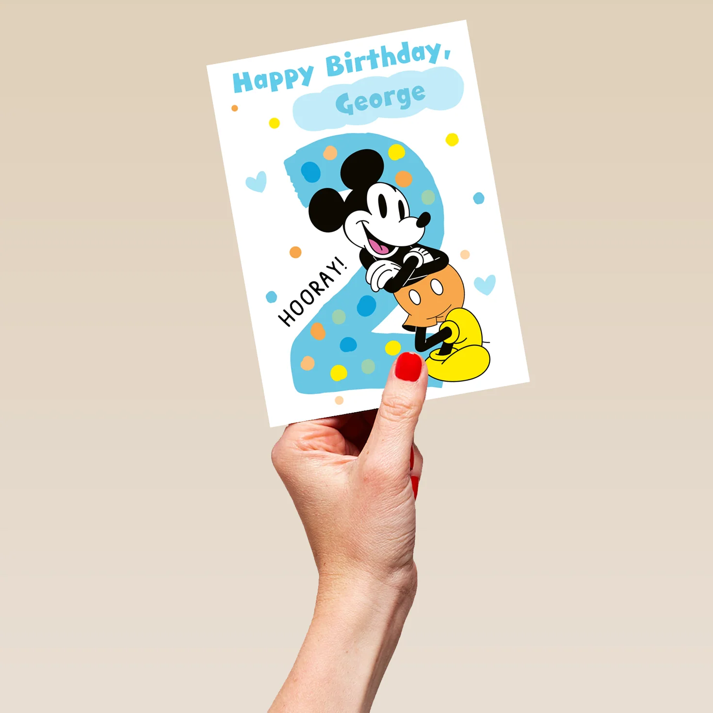 Personalised Blue Disney Mickey Mouse 2nd Birthday Card - Image 5