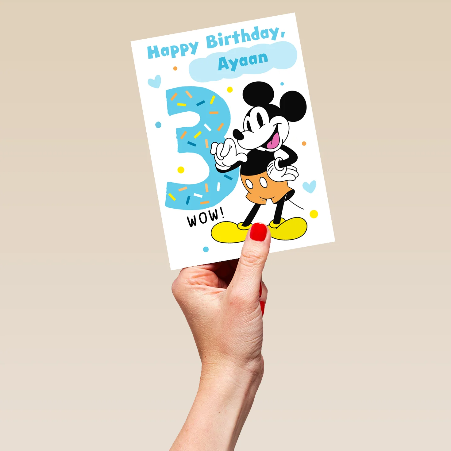 Personalised Blue Disney Mickey Mouse 3rd Birthday Card - Image 5