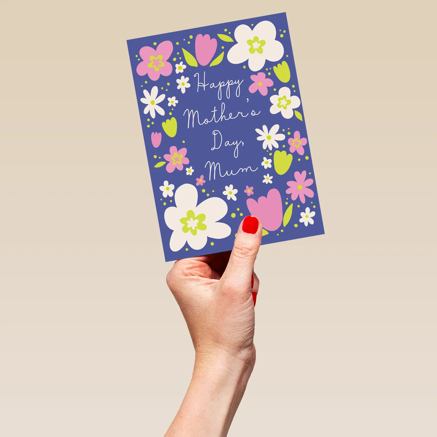 Personalised Blue Floral Word Art Mother's Day Card - Image 5