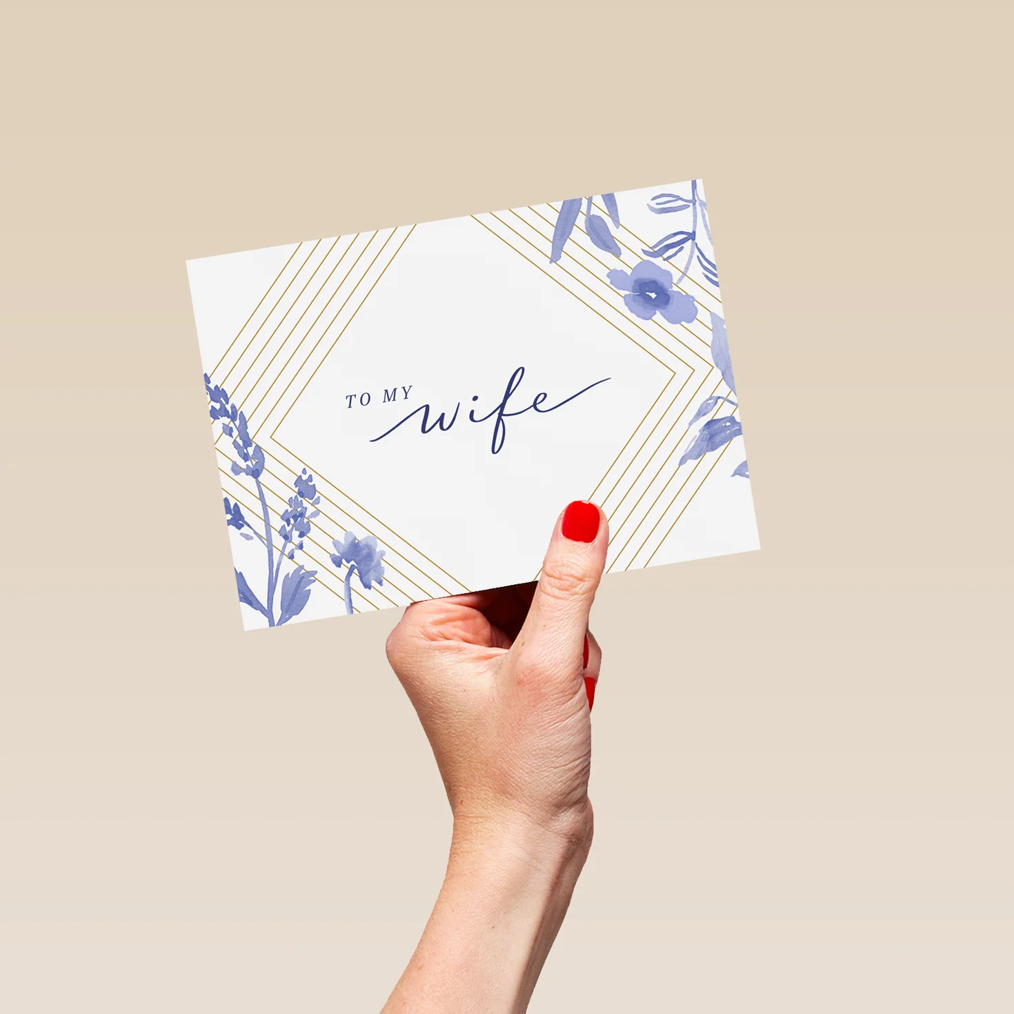 Personalised Blue Florals Birthday Card for Wife - Image 5