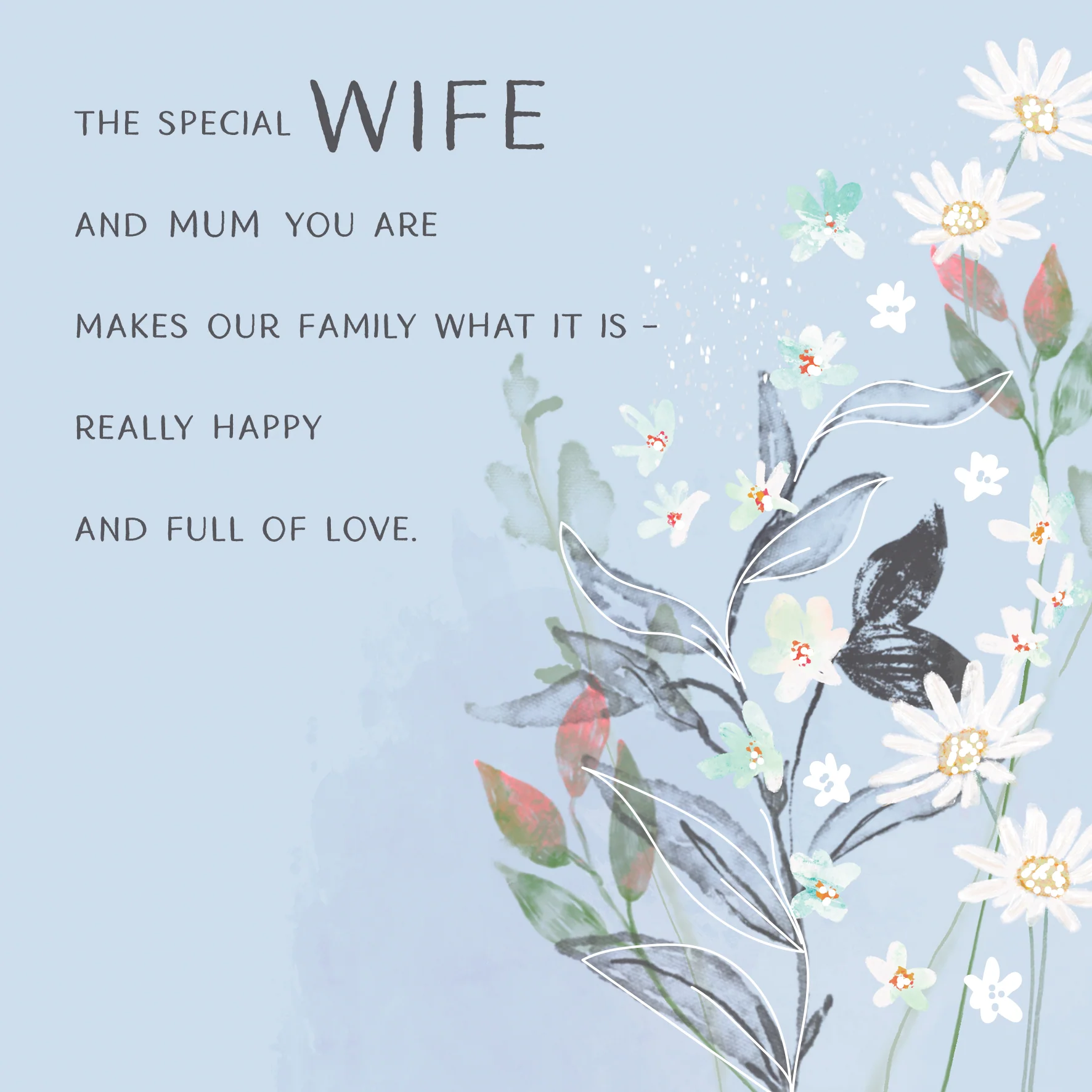 Personalised Blue Florals with Verse Mother's Day Card For Wife