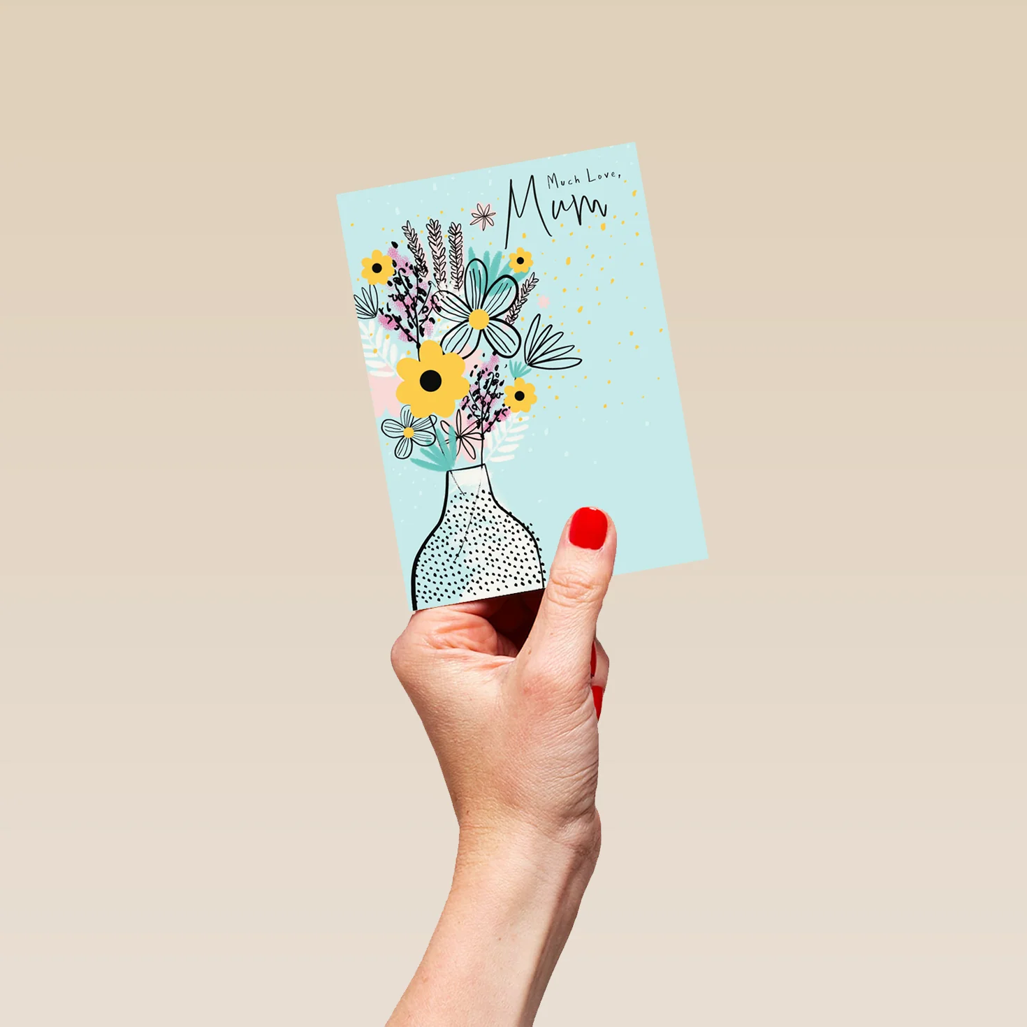 Personalised Blue Flowers & Vase Birthday Card for Mum - Image 4