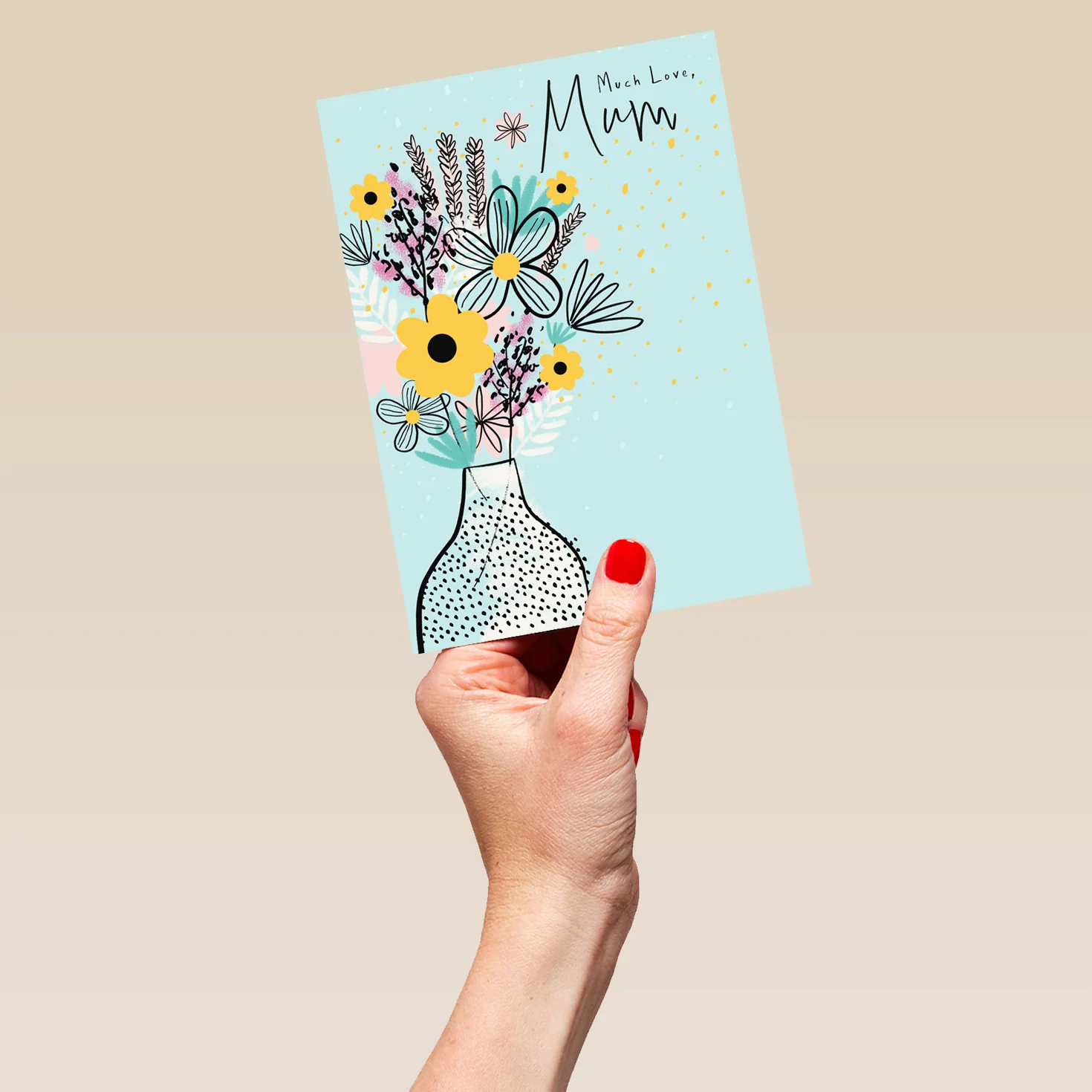 Personalised Blue Flowers & Vase Birthday Card for Mum - Image 5