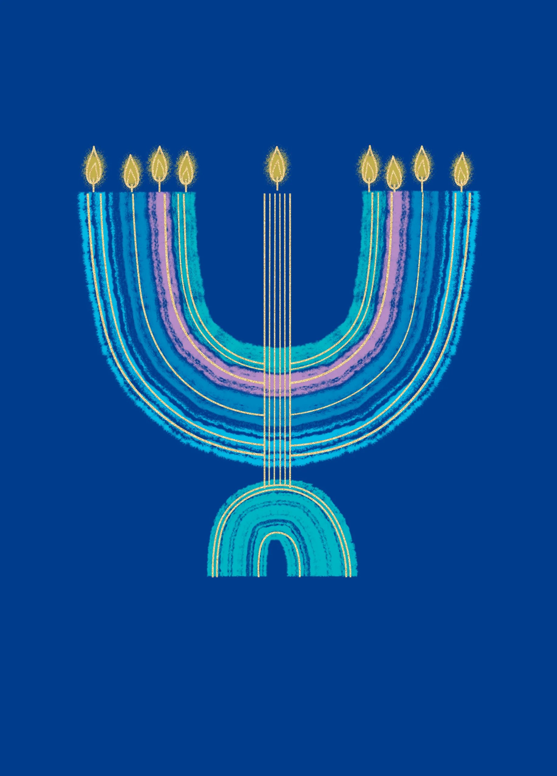 Personalised Blue Hanukkah Menorah Festival of Lights Card