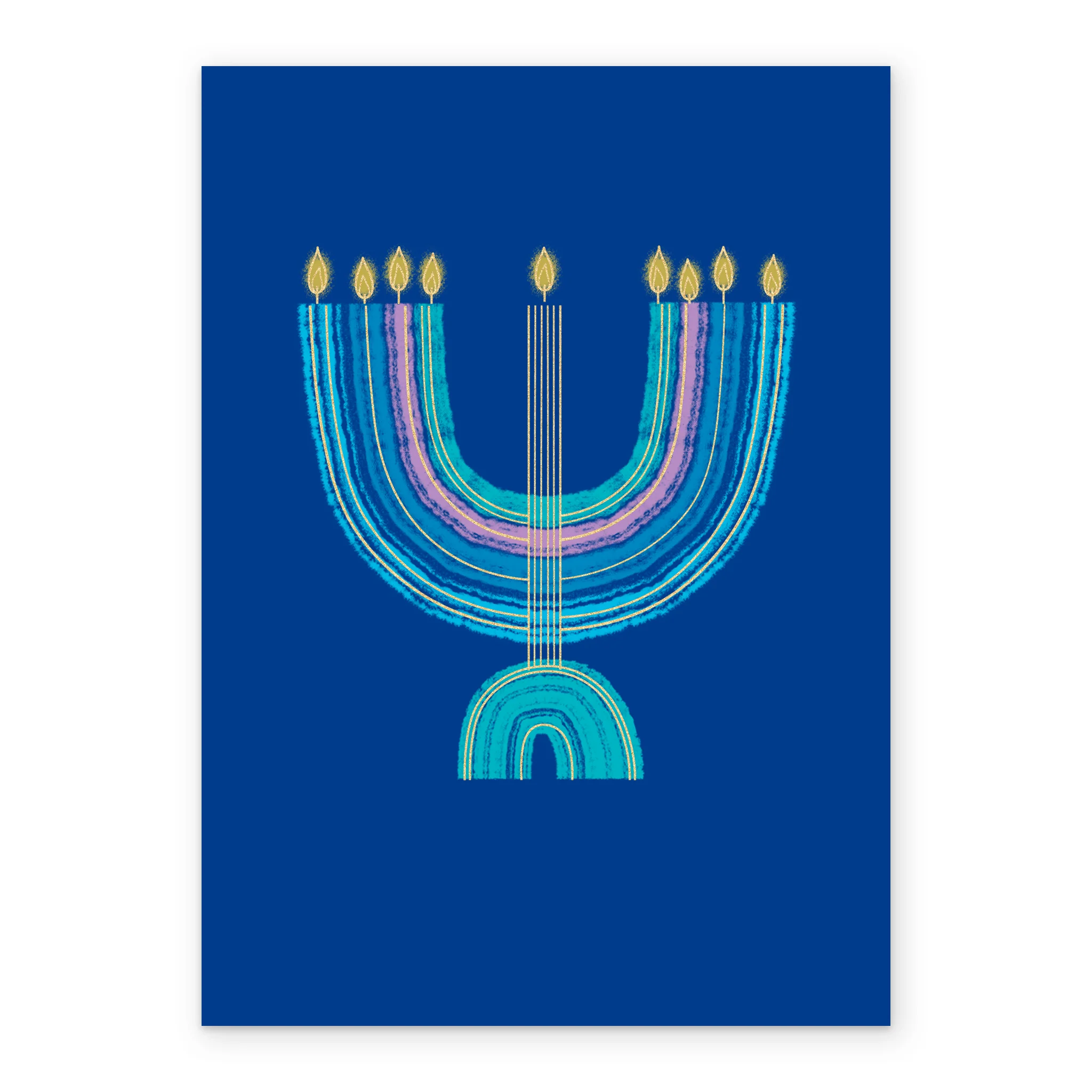 Personalised Blue Hanukkah Menorah Festival of Lights Card - Image 2