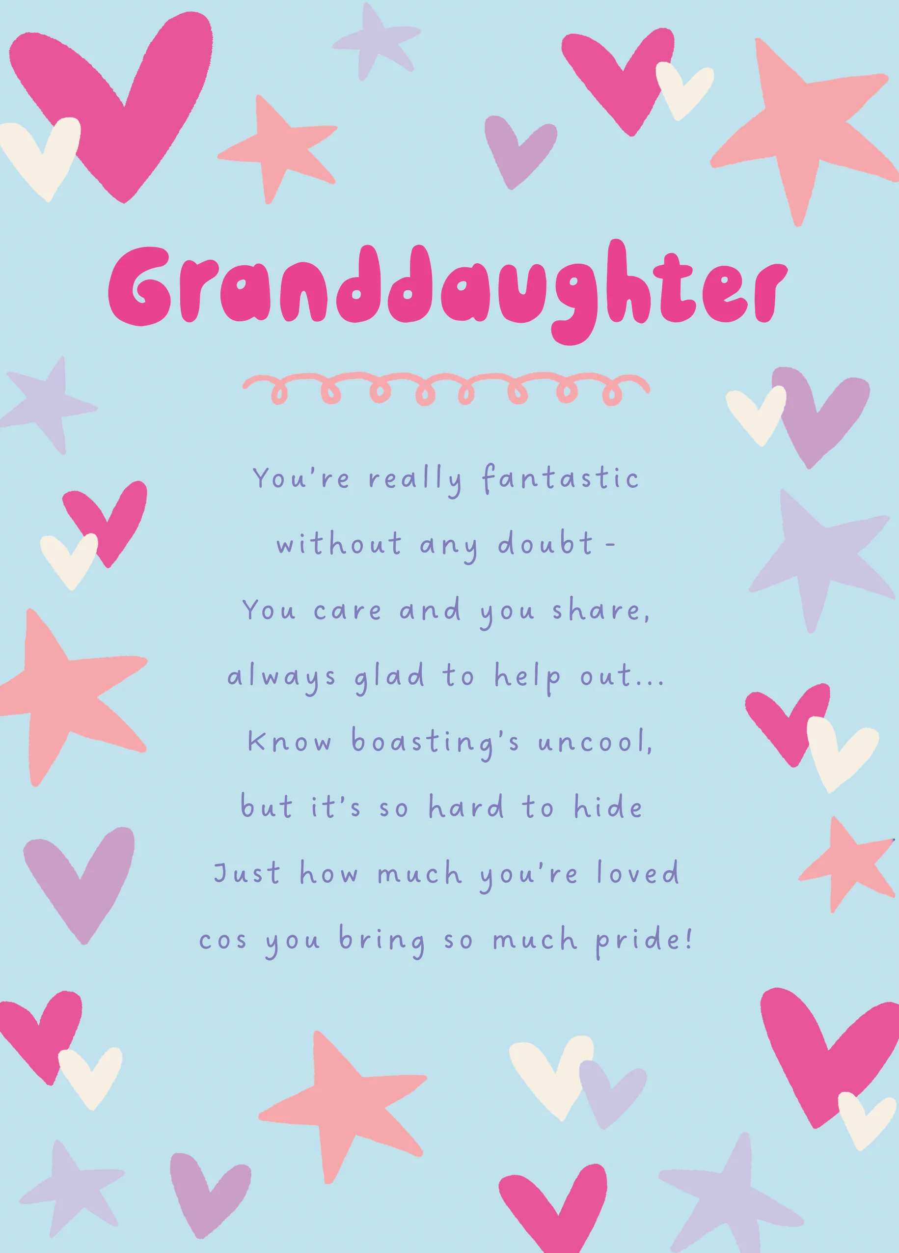 Personalised Blue Heartfelt Birthday Card for Granddaughter