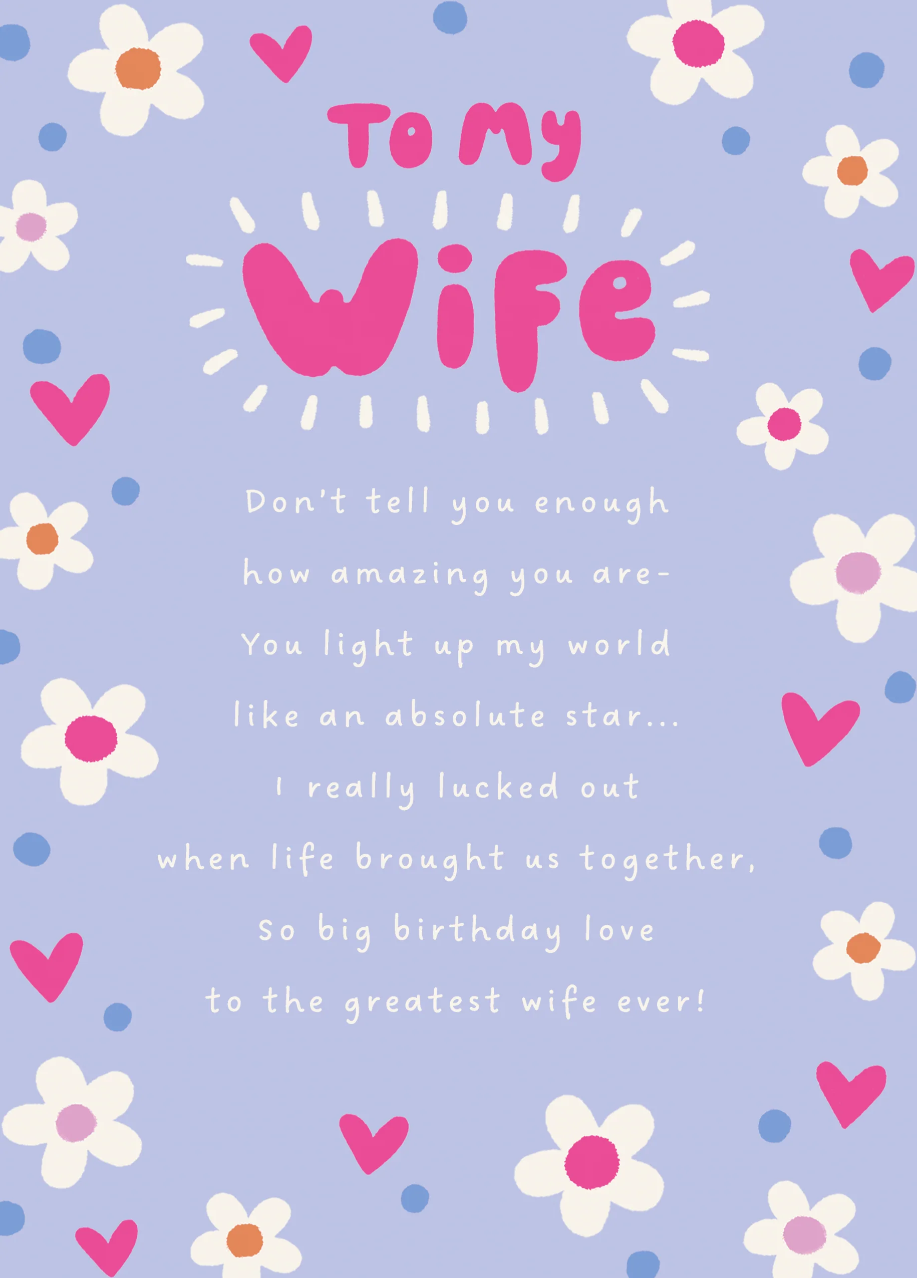Personalised Blue Heartfelt Birthday Card for Wife