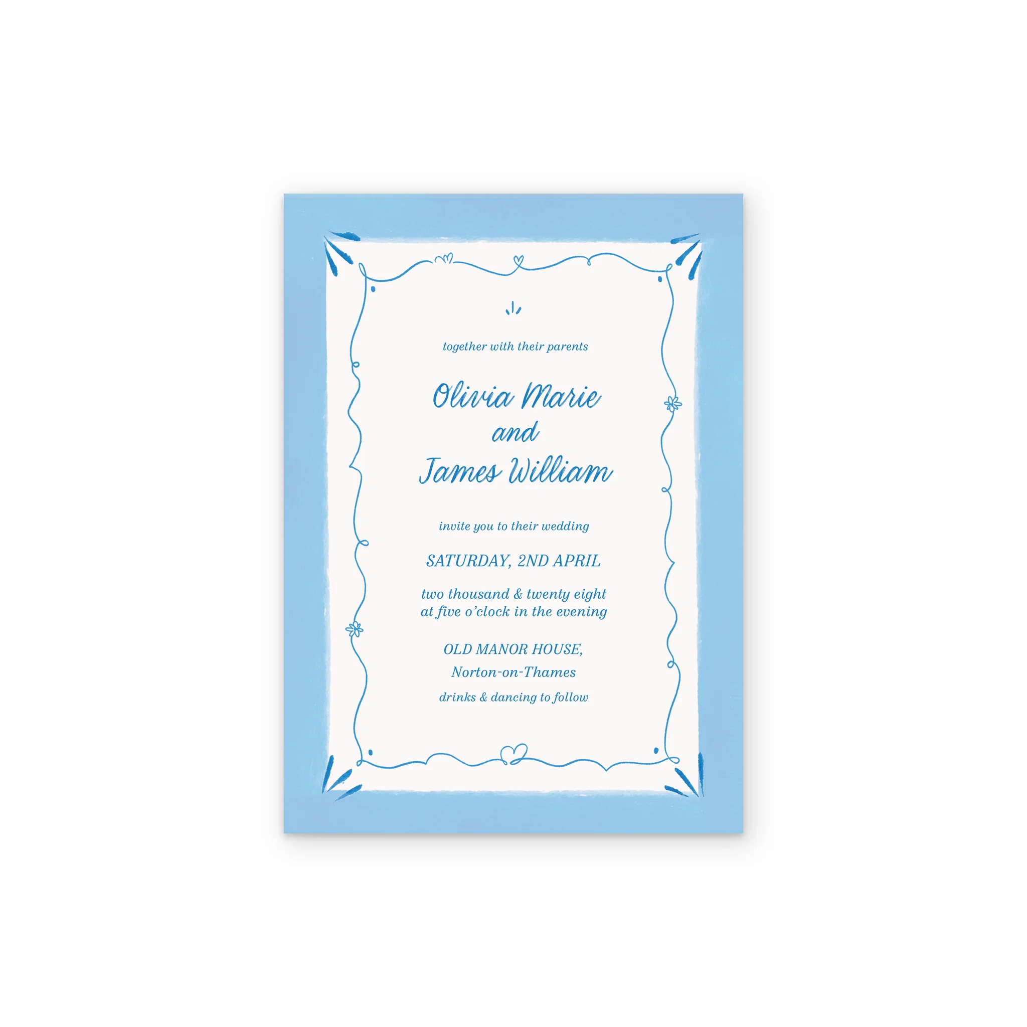 Personalised Blue & White Plaque Wedding Invitation - Image 2