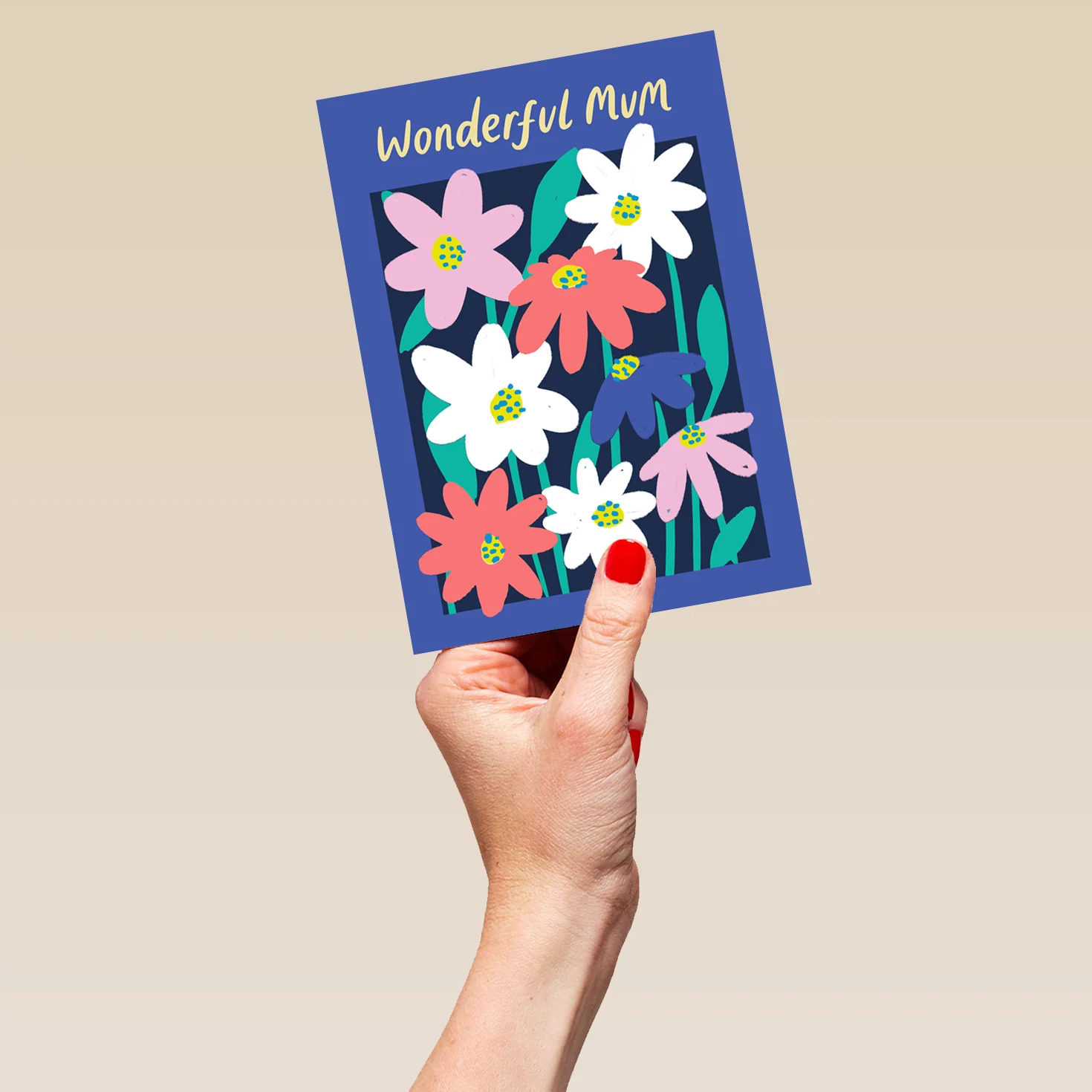 Personalised Blue "Wonderful Mum" Flowers Mother's Day Card - Image 5