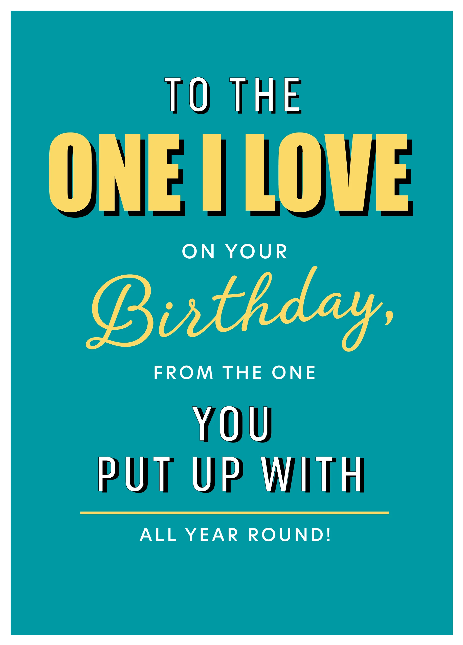 Personalised Blue Word Art One I Love Birthday Card