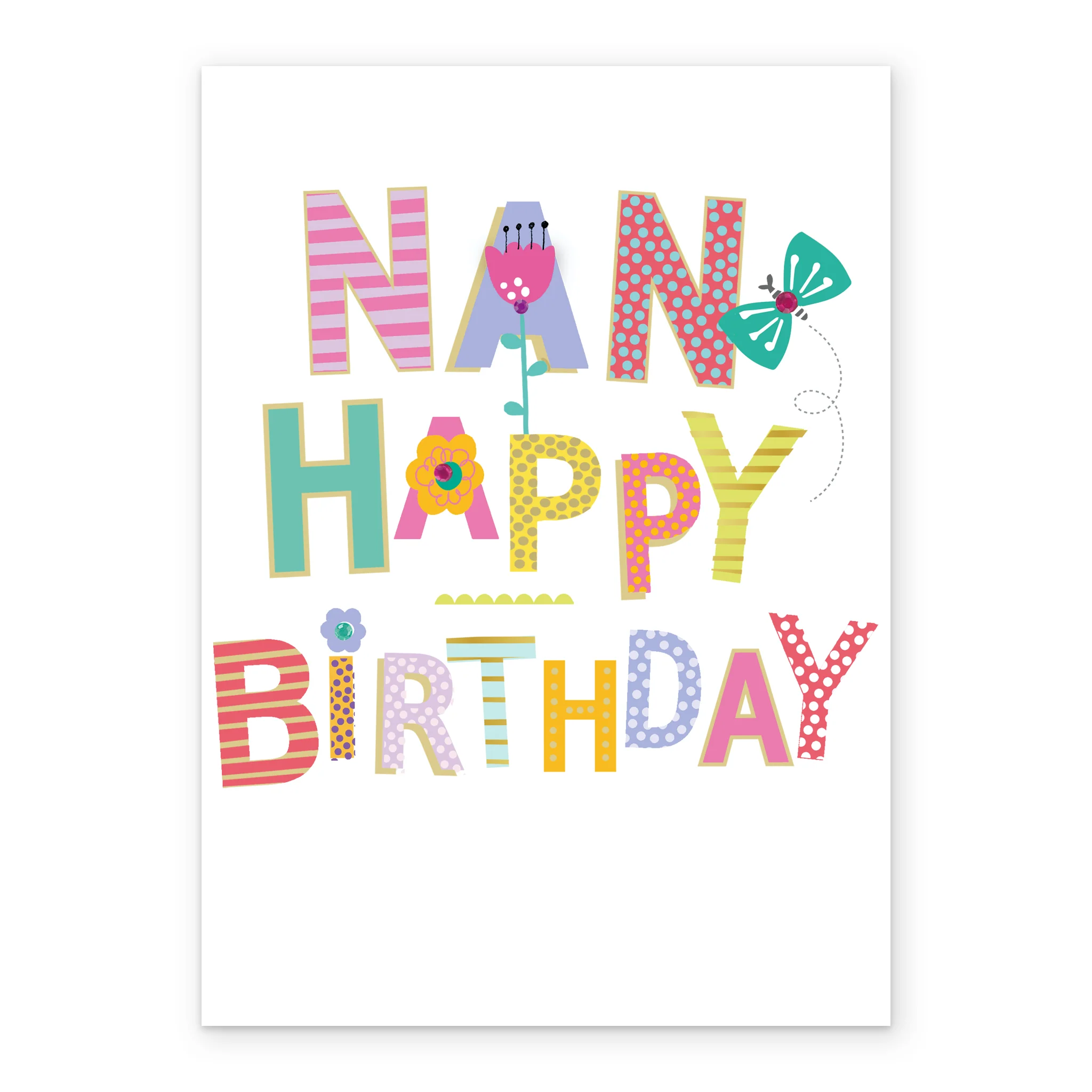 Personalised Bold Patterned Text Birthday Card For Nan - Image 2