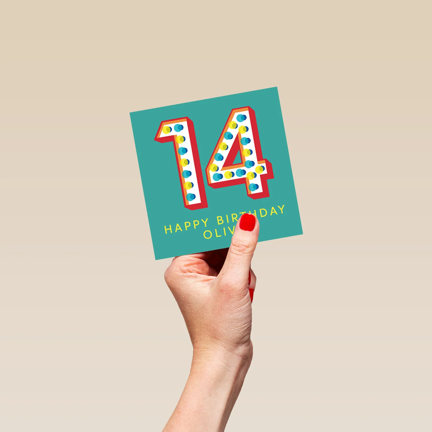 Personalised Bold Polka Dot 14th Birthday Card - Image 4