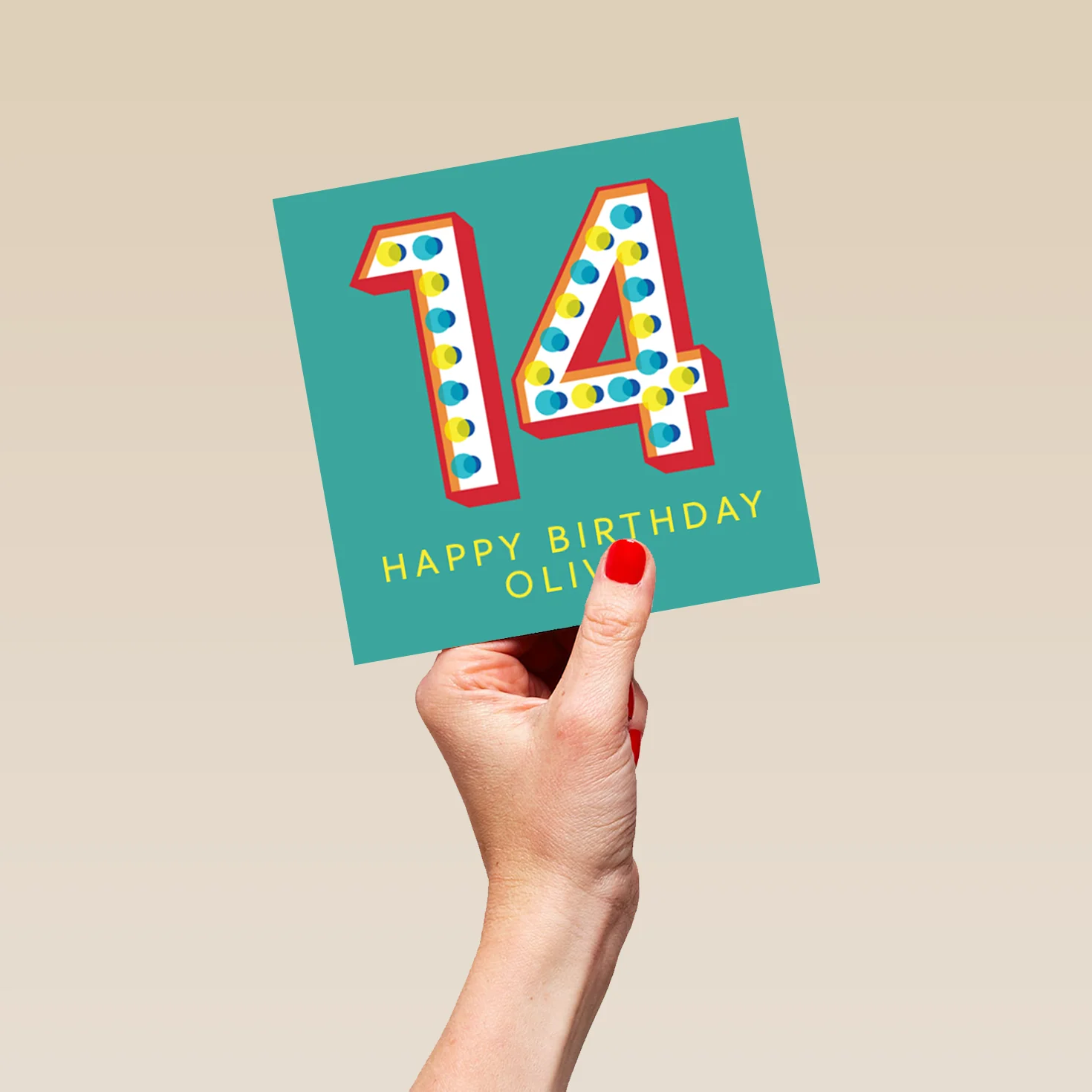 Personalised Bold Polka Dot 14th Birthday Card - Image 5