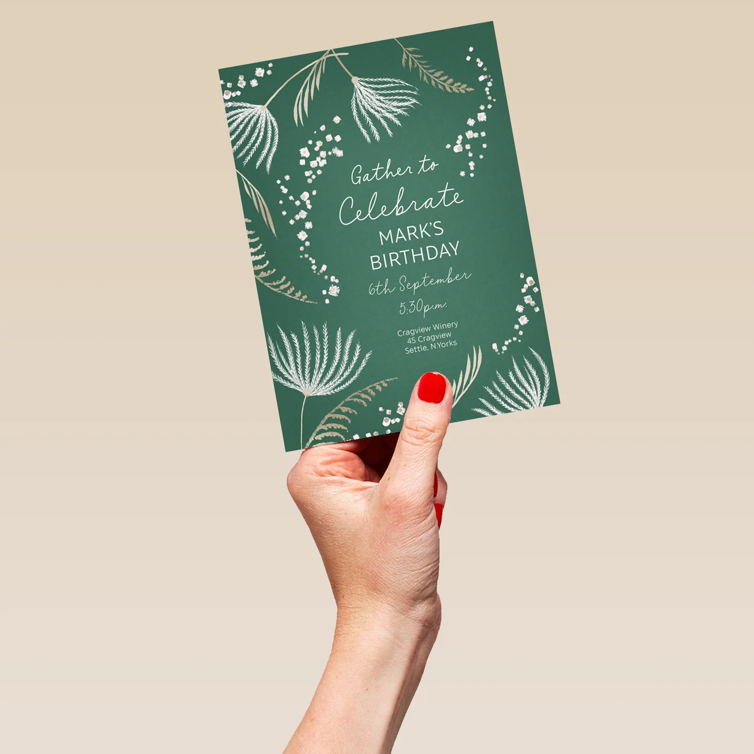 Personalised Botanical Print Birthday Party Invitation - Image 5