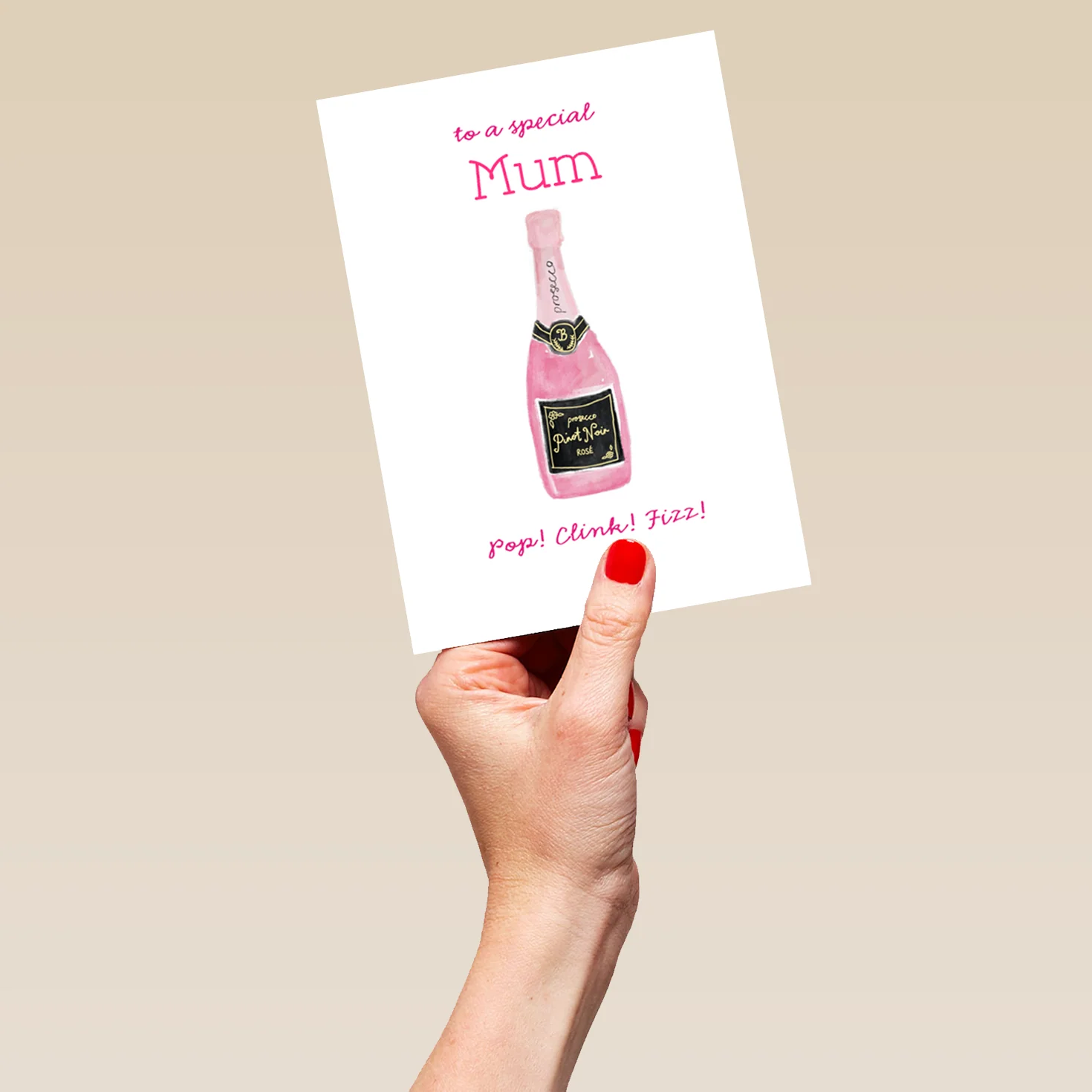 Personalised Bottle Of Pink Fizz For Mum Card - Image 5