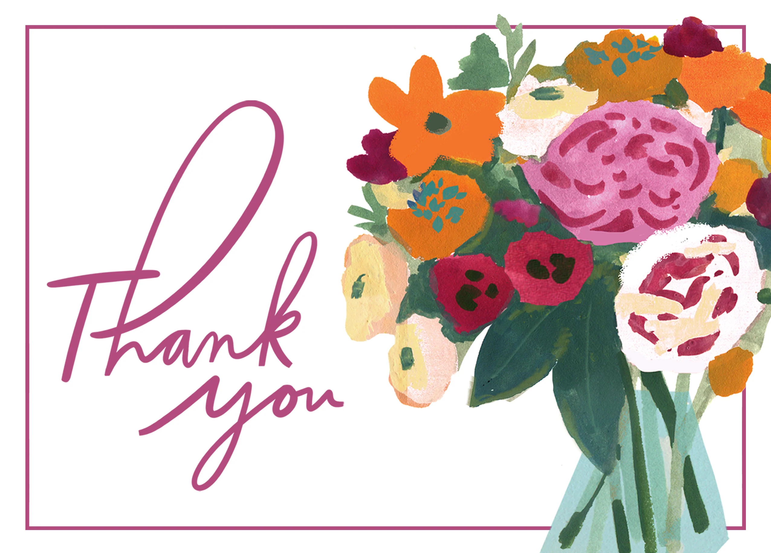 Personalised Bouquet of Flowers Thank You Card