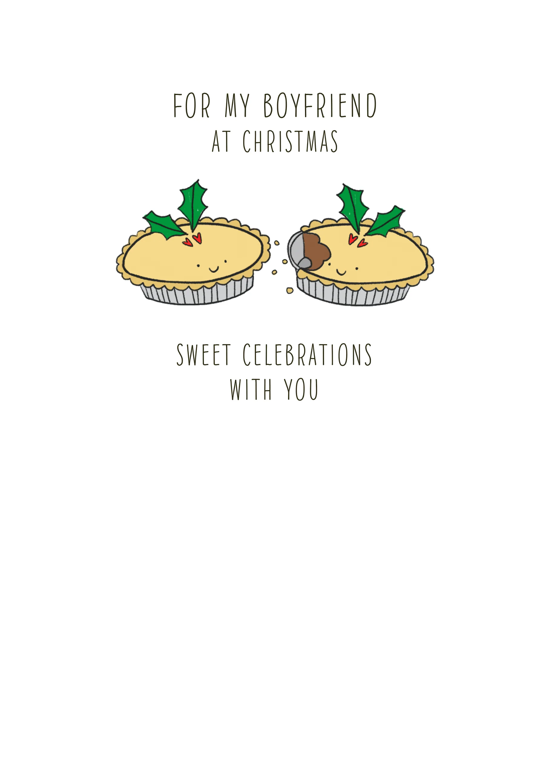 Personalised Boyfriend Cute Mince Pie Christmas Card