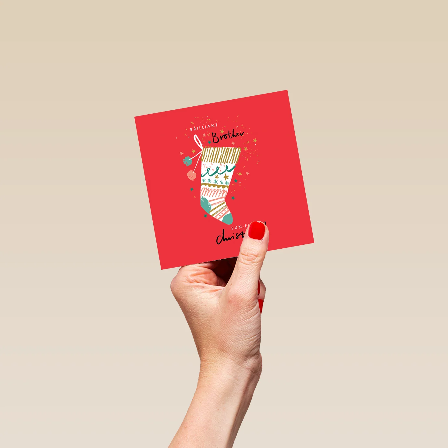 Personalised Brother Stocking Sock Christmas Card - Image 4