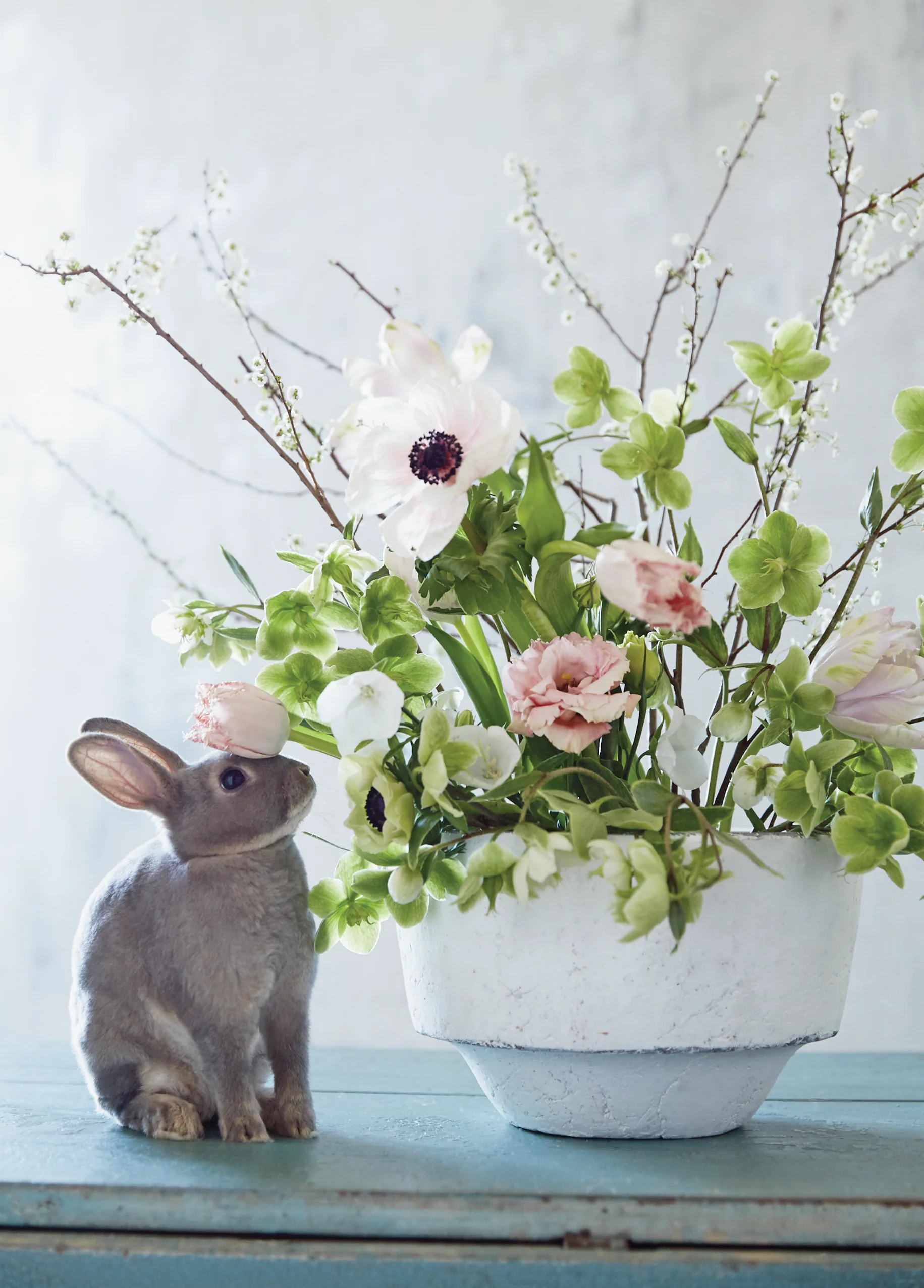 Personalised Bunny Rabbit And Flowers Easter Card