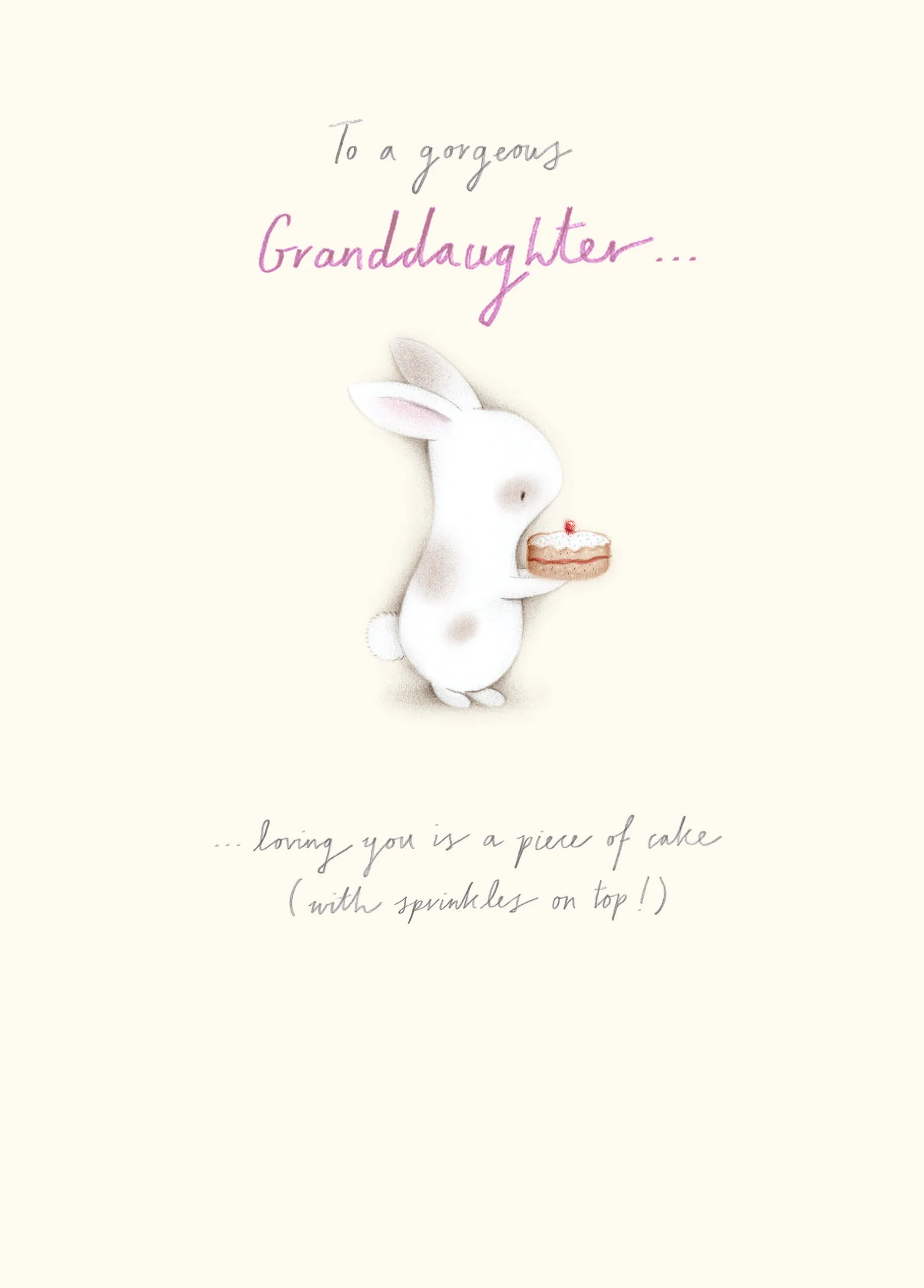 Personalised Bunny Rabbit Cake Birthday Card For Granddaughter