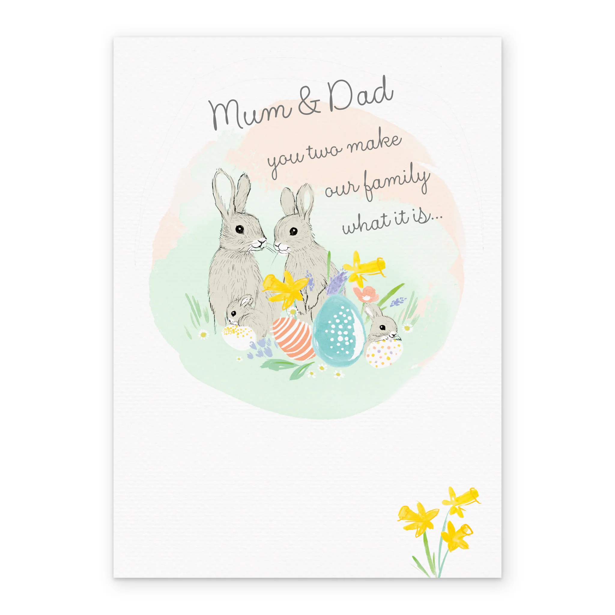 Personalised Bunny Rabbits And Daffodils Easter Card for Mum & Dad - Image 2