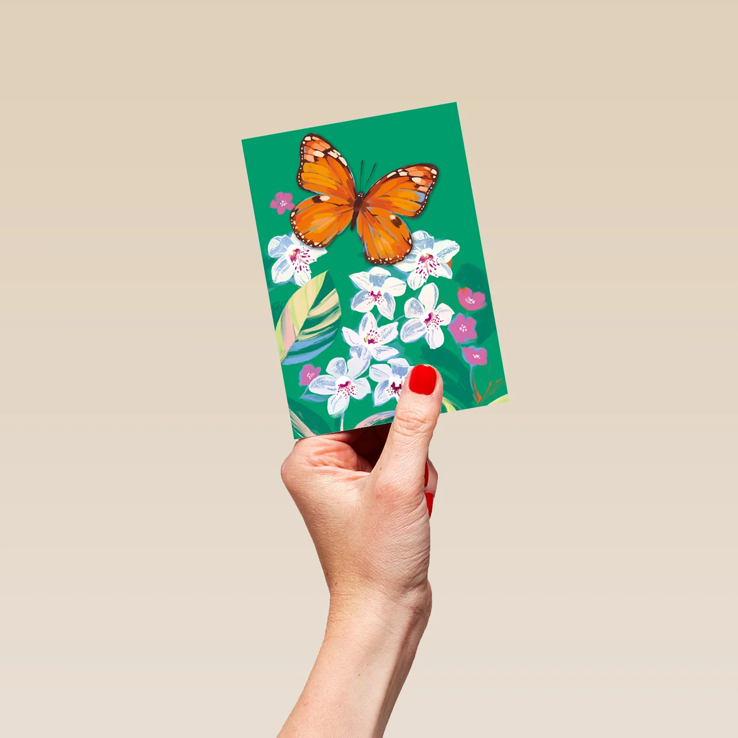 Personalised 'Butterfly & Flowers' Illustrated Birthday Card - Image 4