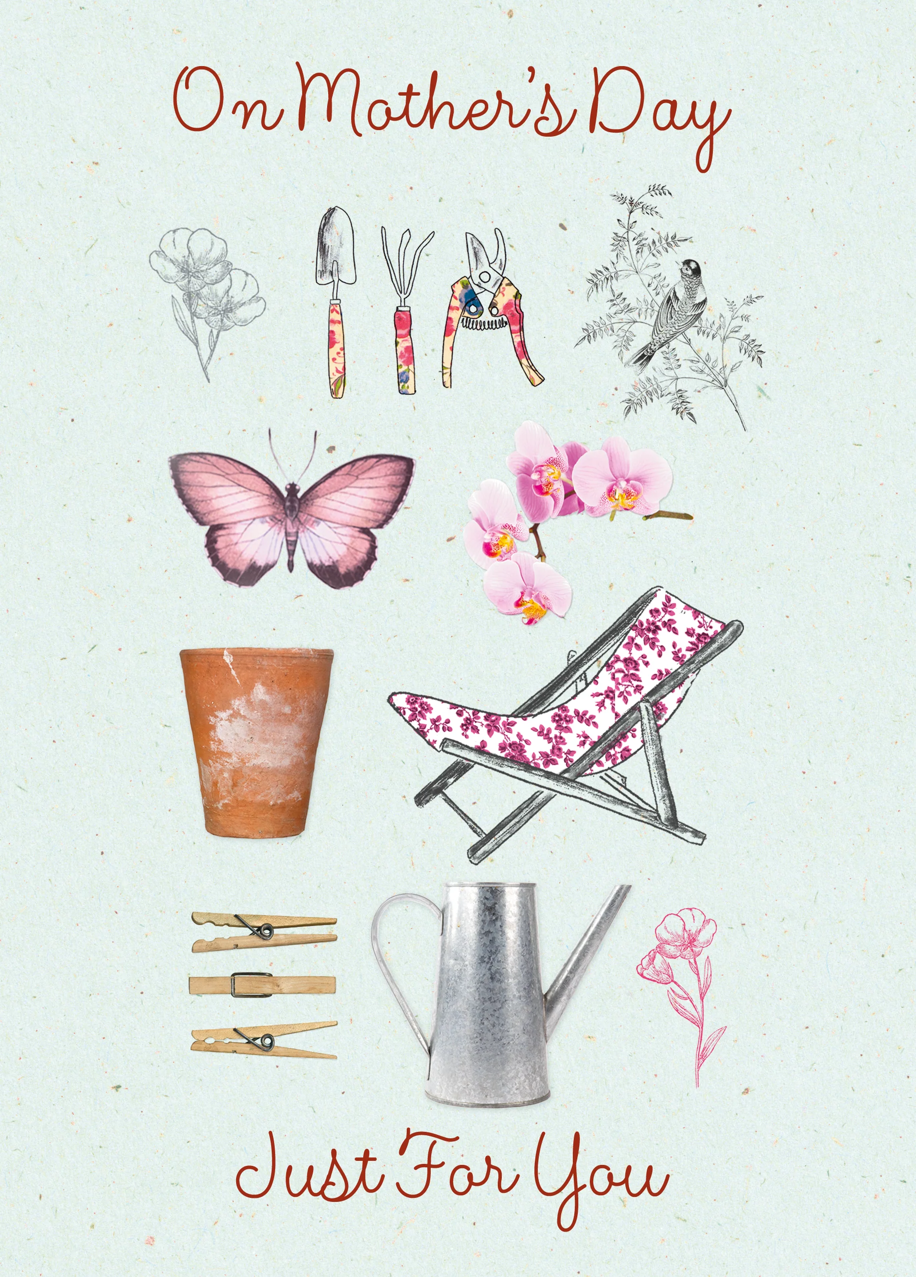 Personalised Butterfly & Garden Illustration Mother's Day Card
