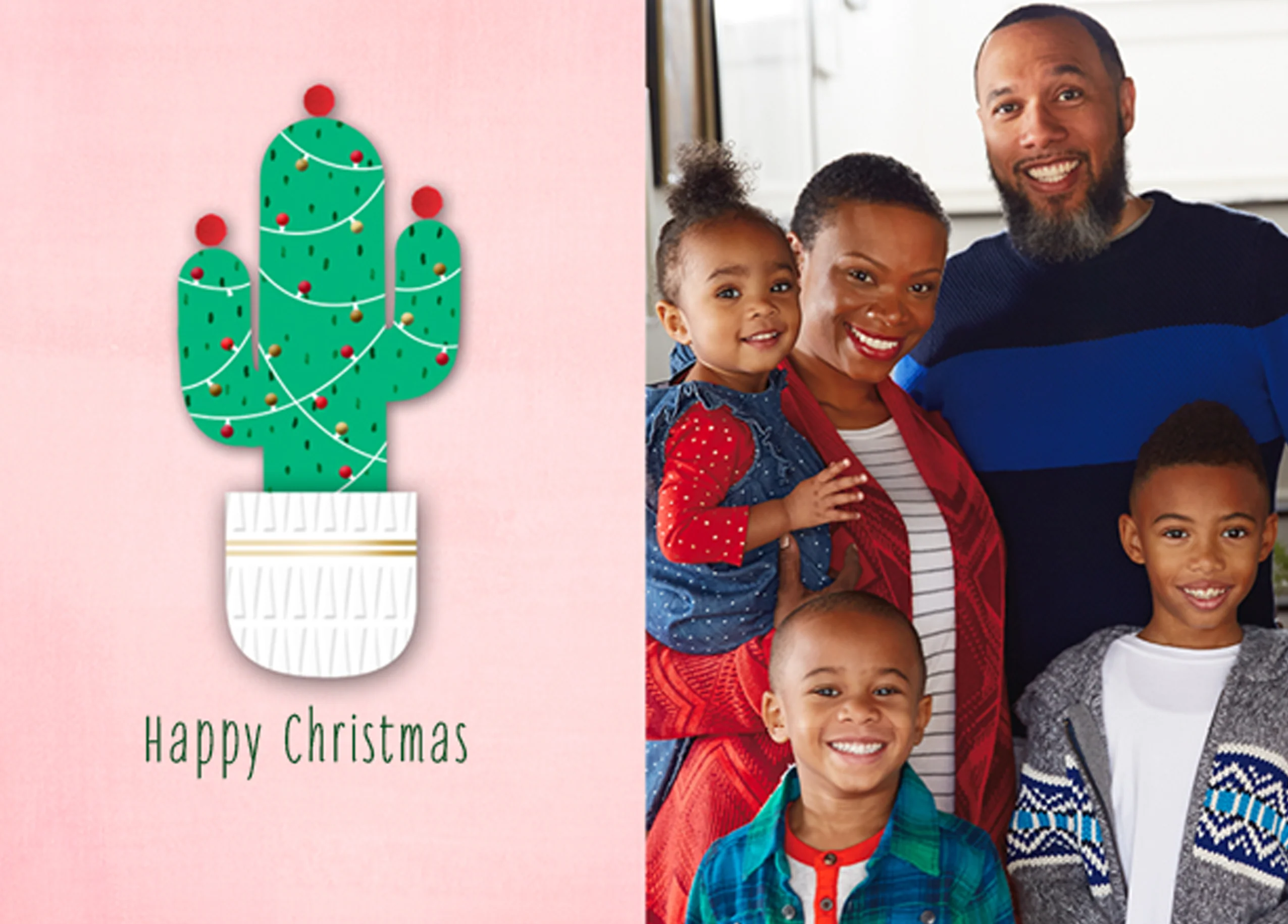 Personalised Cactus Happy Holidays Photo Christmas Card