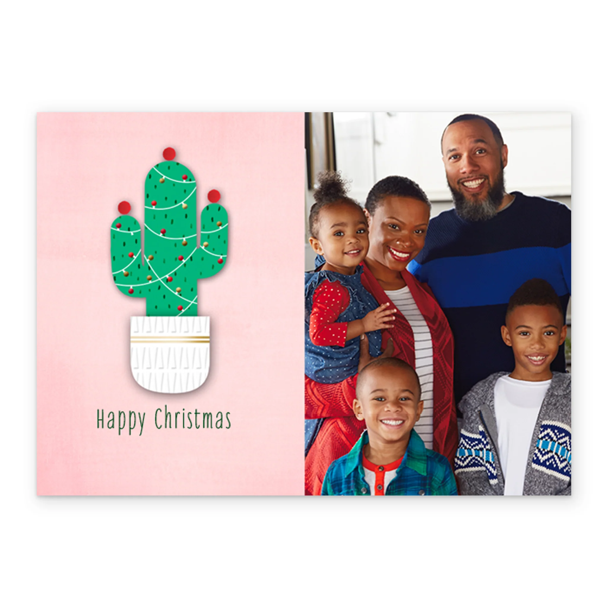 Personalised Cactus Happy Holidays Photo Christmas Card - Image 2