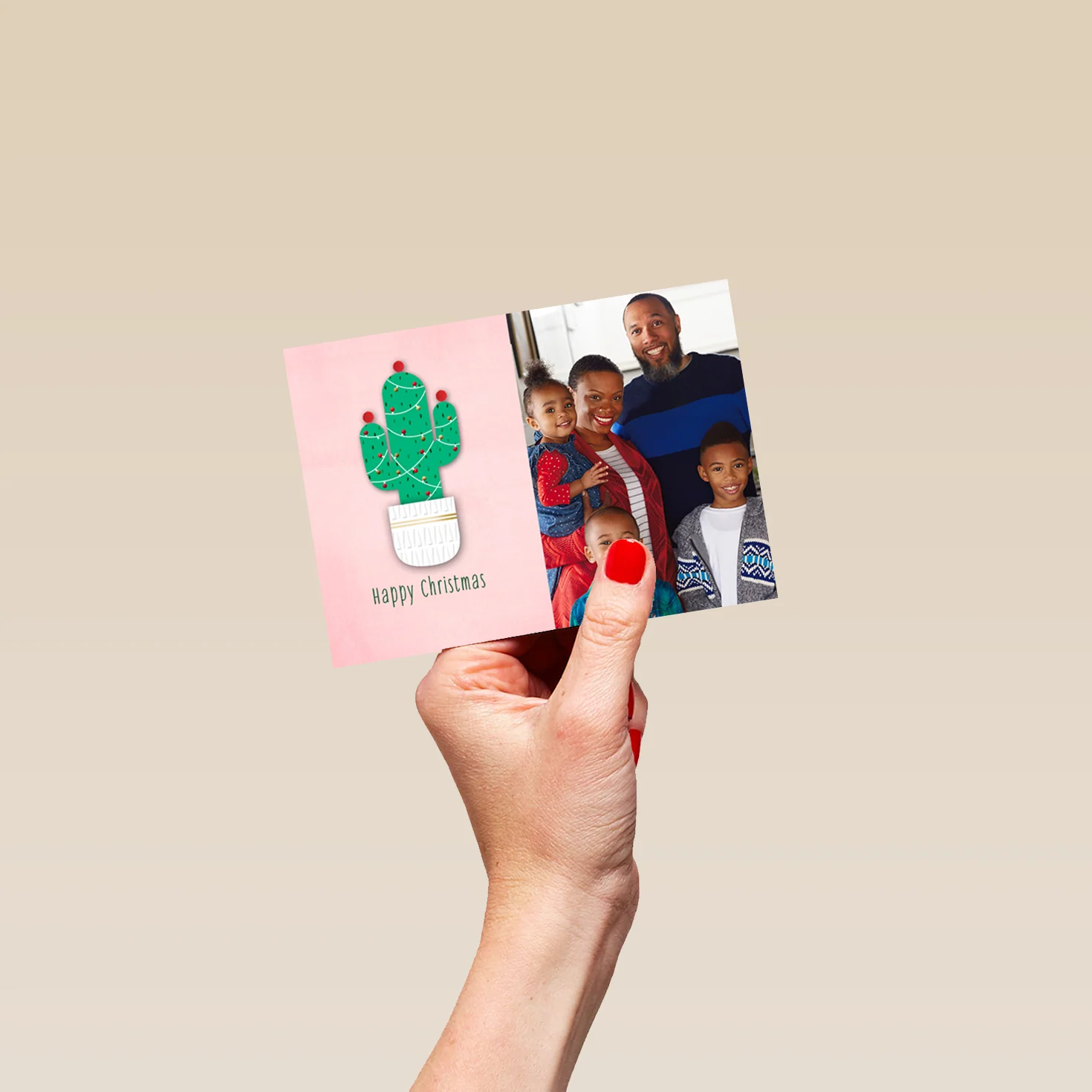 Personalised Cactus Happy Holidays Photo Christmas Card - Image 4