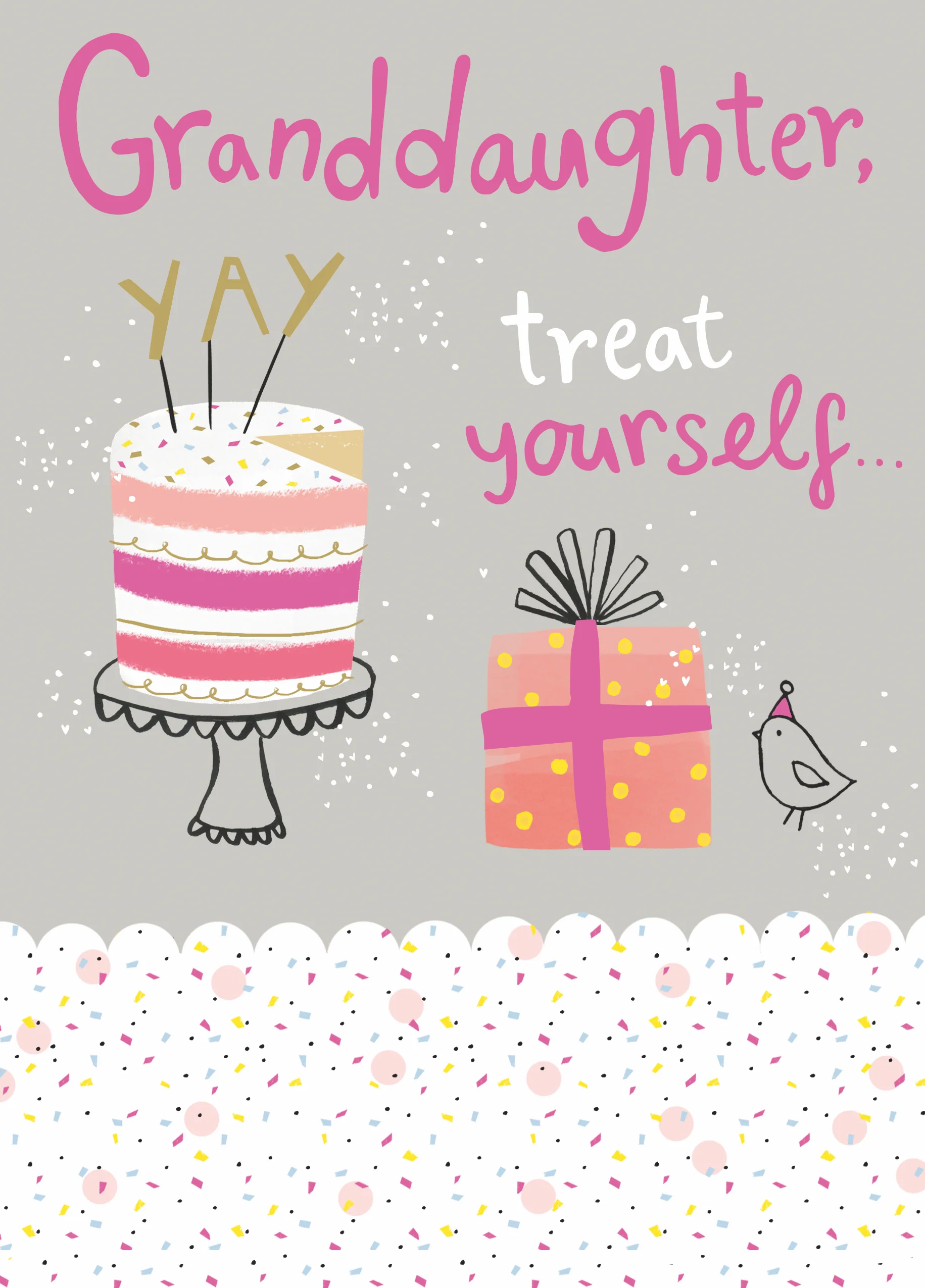 Personalised Cake And Present Birthday Card For Granddaughter