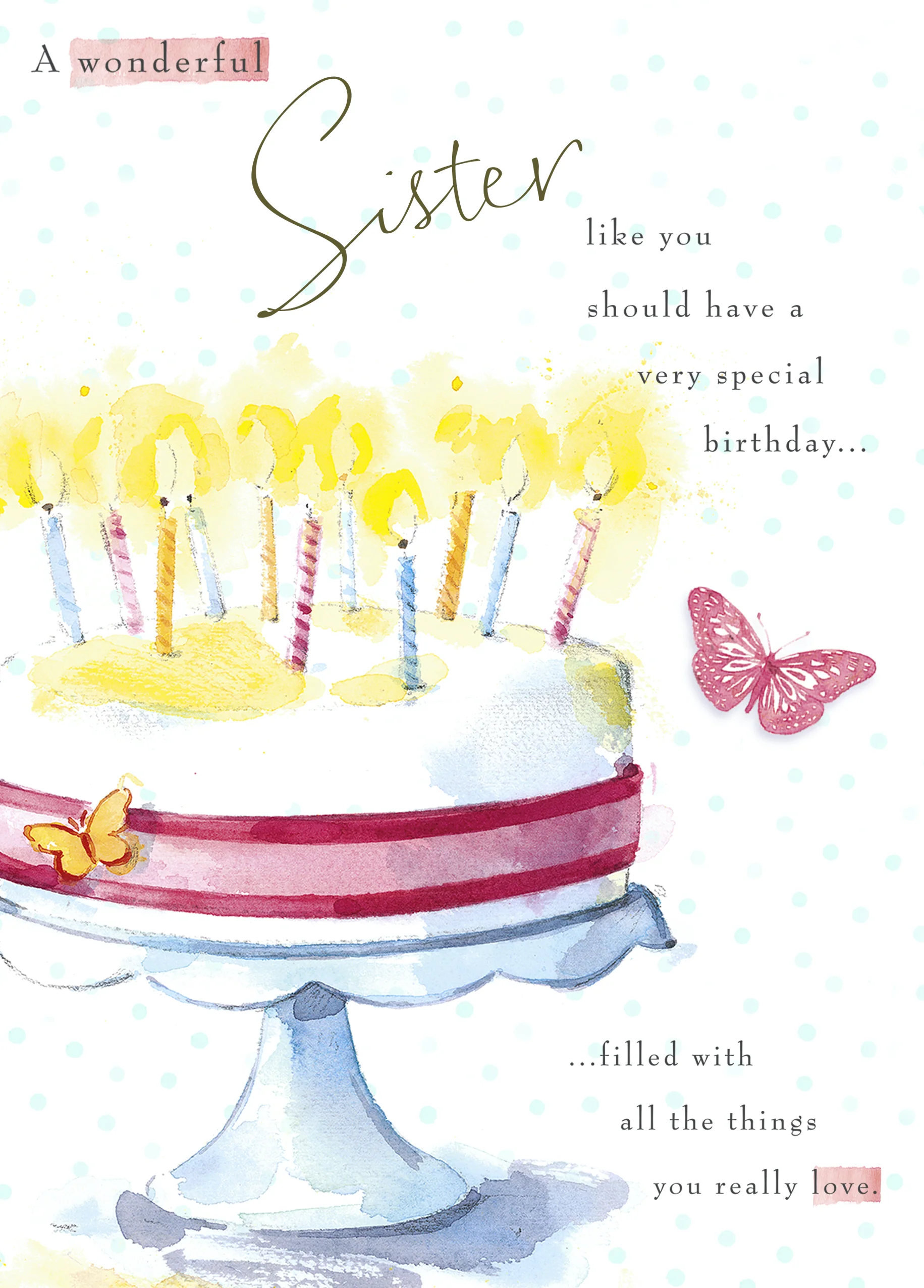 Personalised Cake Candles Sister Birthday Card