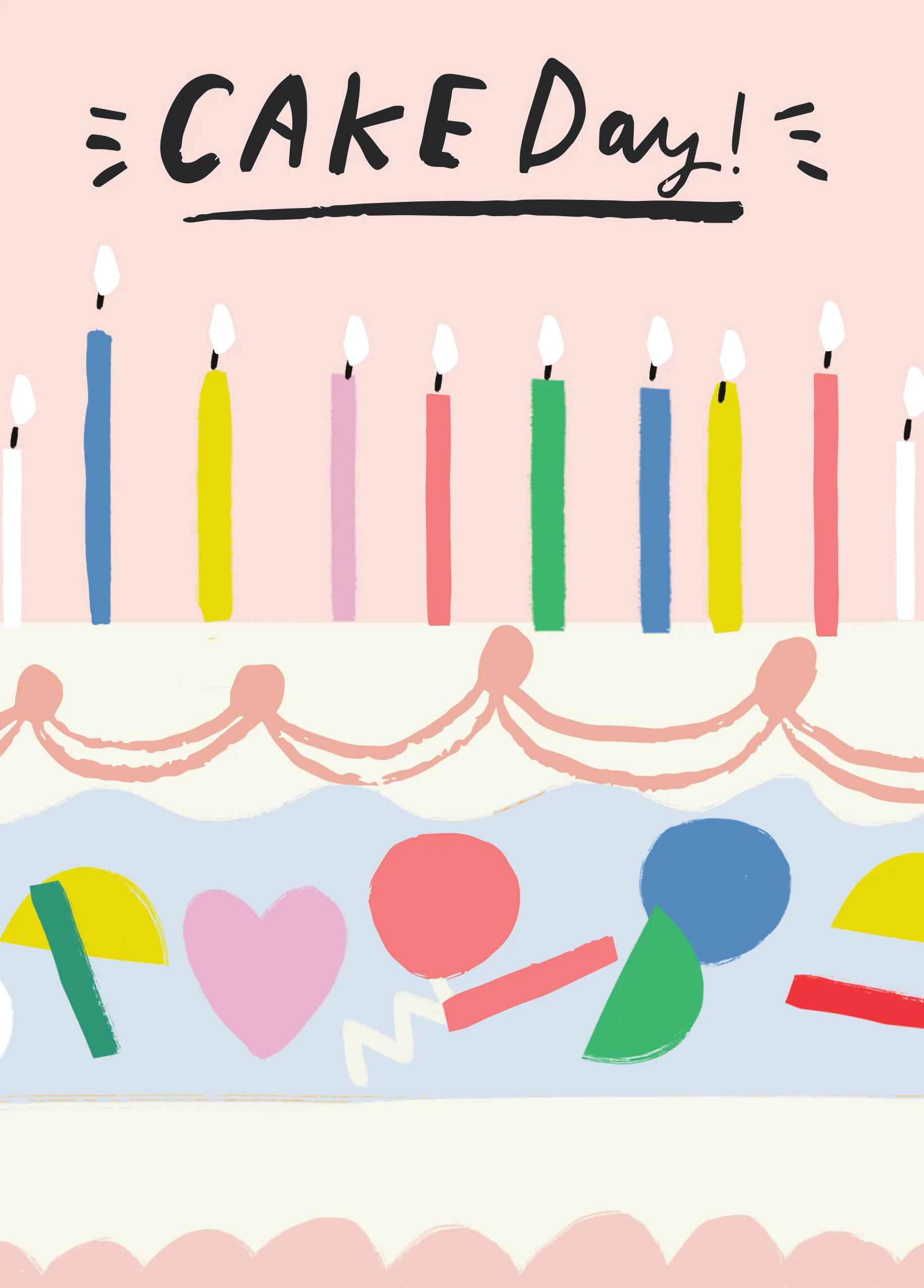 Personalised Cake Day Contemporary Birthday Card