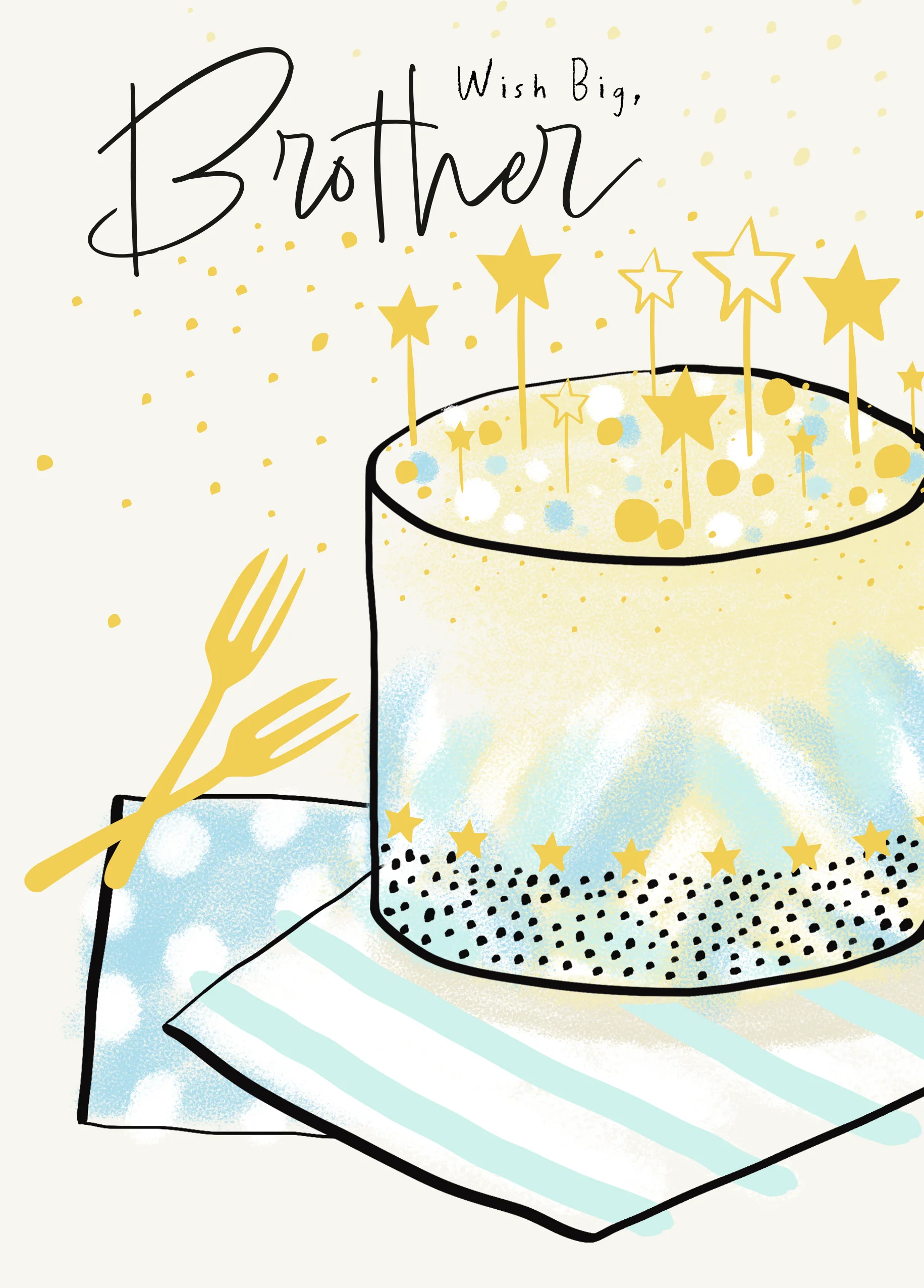 Personalised Cake & Stars Birthday Card for Brother