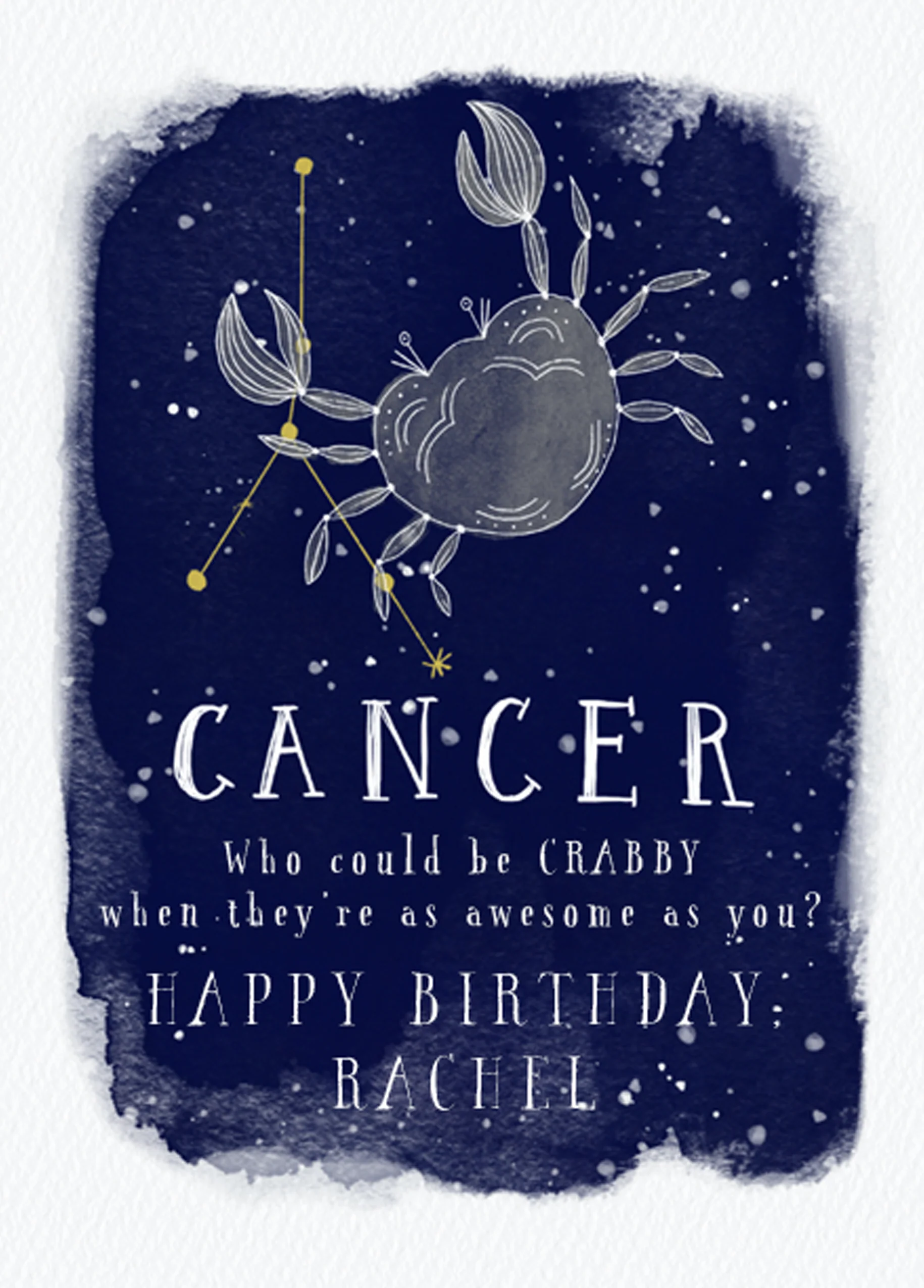 Personalised Cancer Zodiac Symbol Card