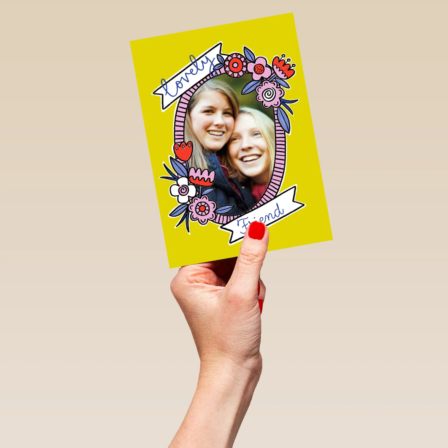 Personalised Cartoon Border Photo Upload Greetings Card - Image 5