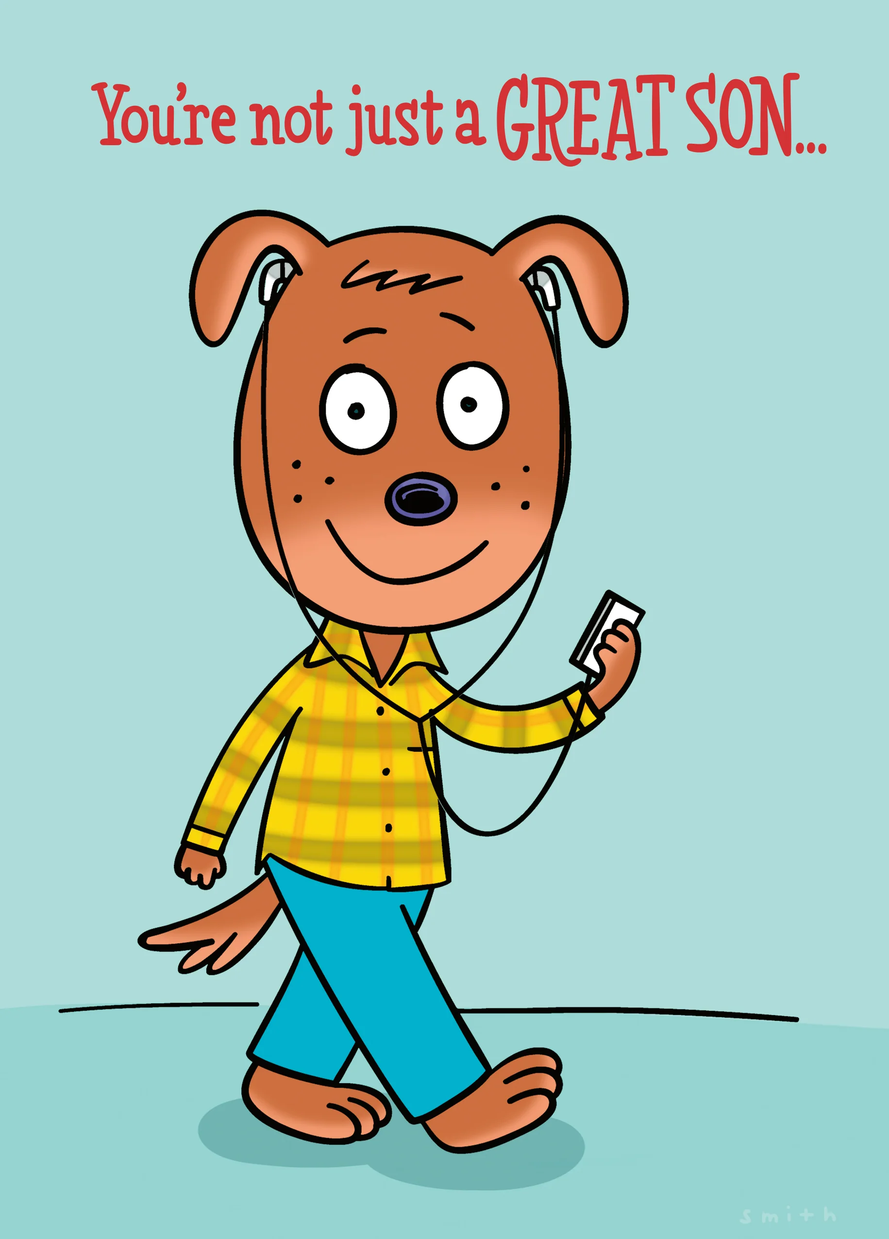 Personalised Cartoon Dog Son Birthday Card