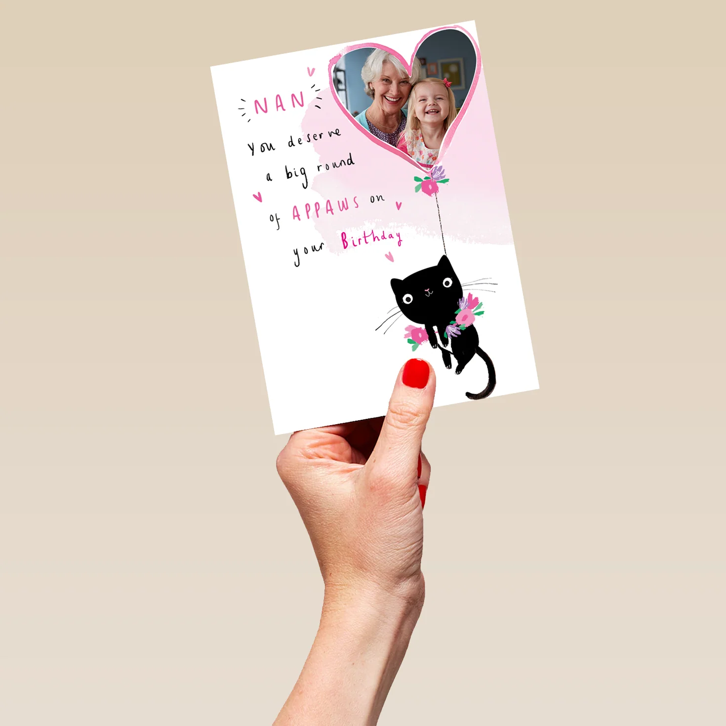 Personalised Cat And Balloon Photo Birthday Card For Nan - Image 5
